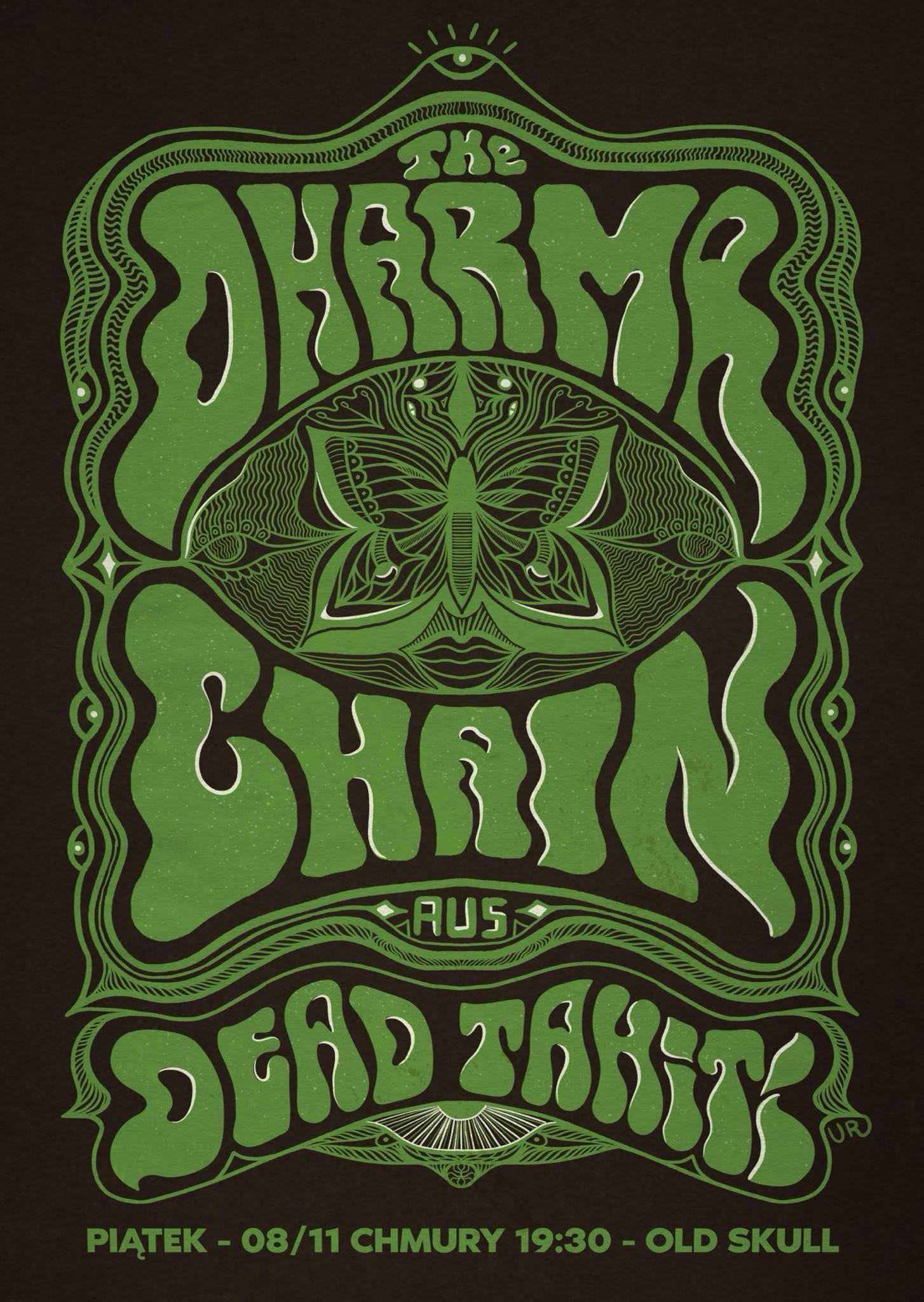The Dharma Chain and Dead Tahiti concert poster by Ursula Roslon