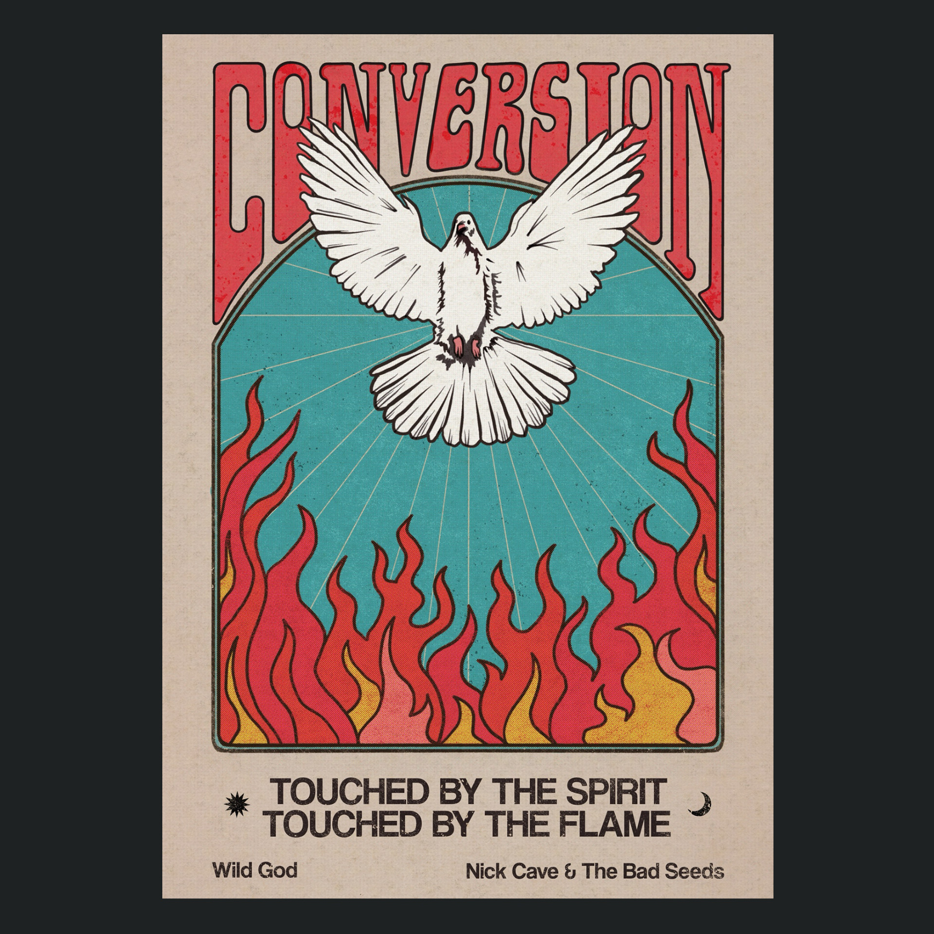 Conversion poster from the album Wild God by Nick Cave and The Bad Seeds, Conversion poster by Ursula Roslon