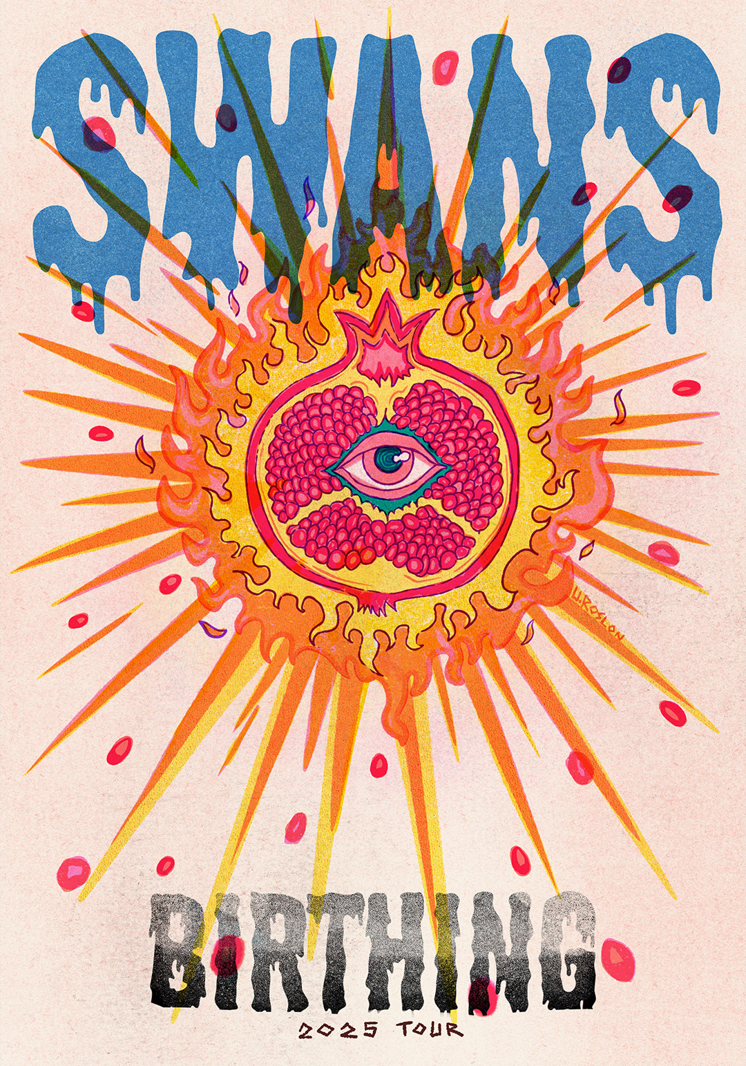 Swans poster, swans plakat, pomegranate  poster, risograoh poster, SWANS