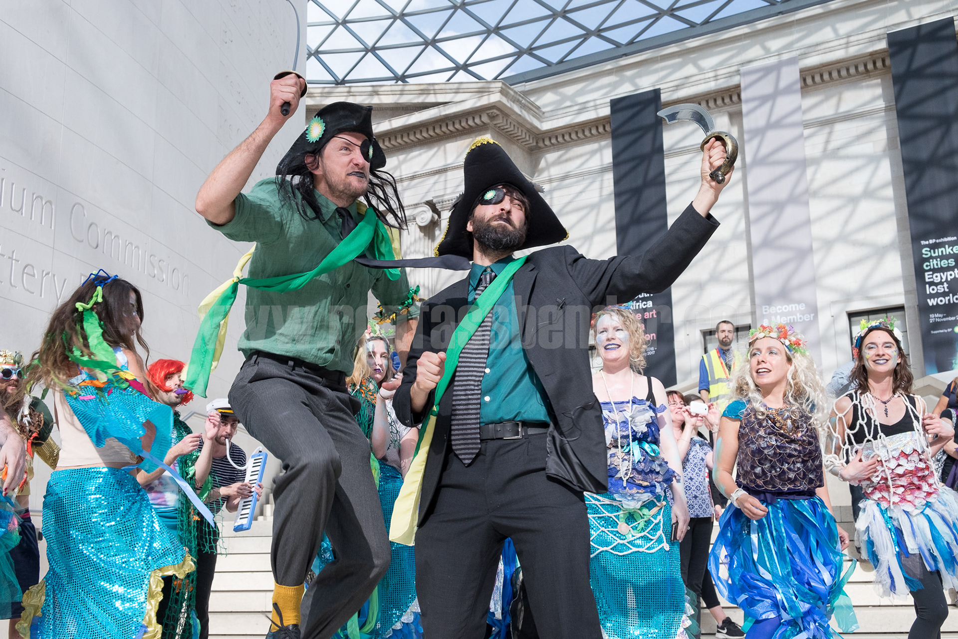 BP pirates during a performance protest against the oil company's sponsorship of the British Museum. © Ron Fassbender