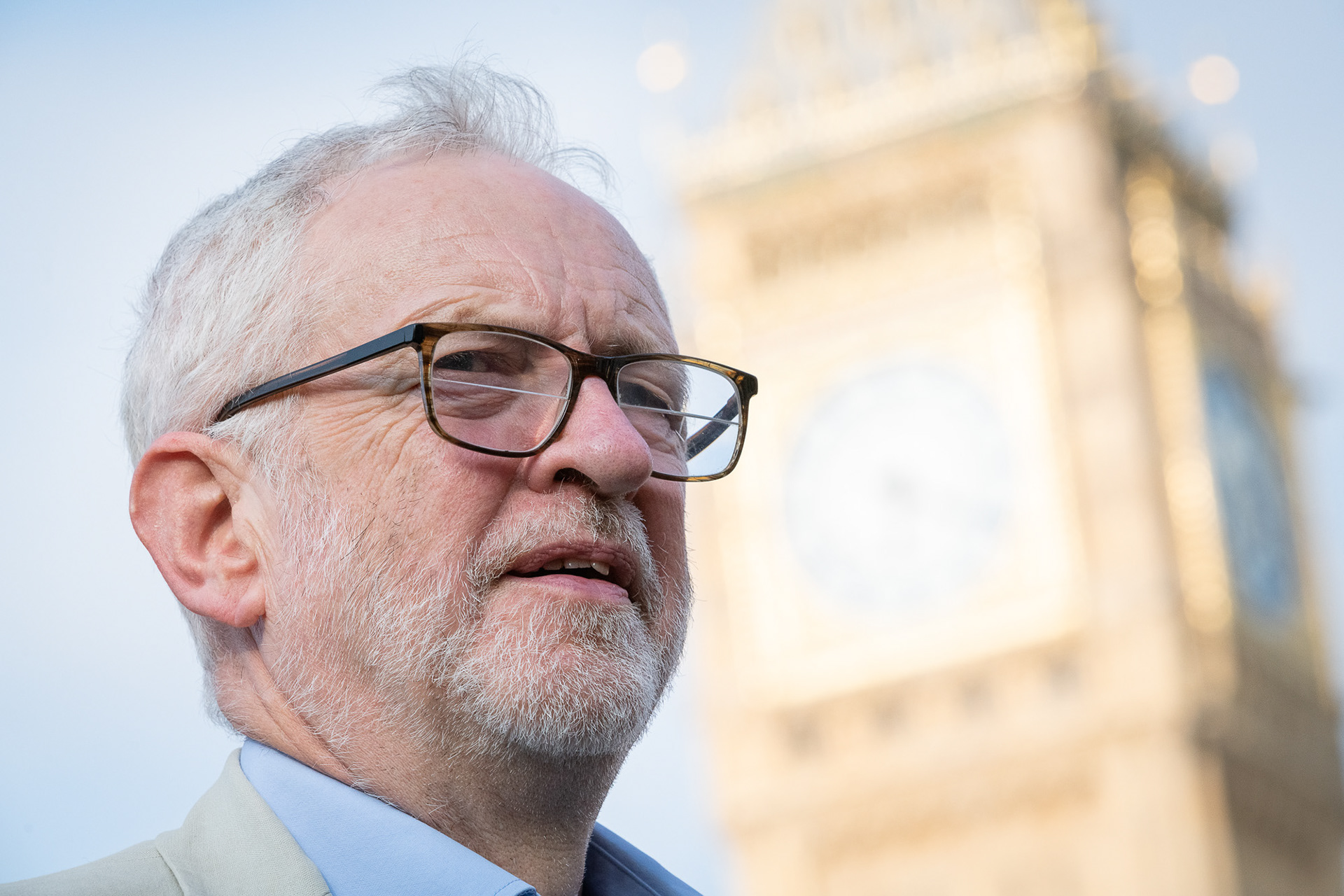 Jeremy Corbyn in Parliament Square. © Ron Fassbender