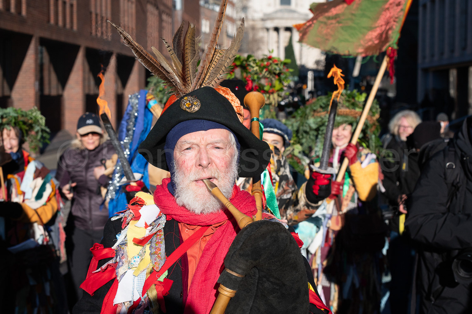 Piper leads the Wassail parade © Ron Fassbender