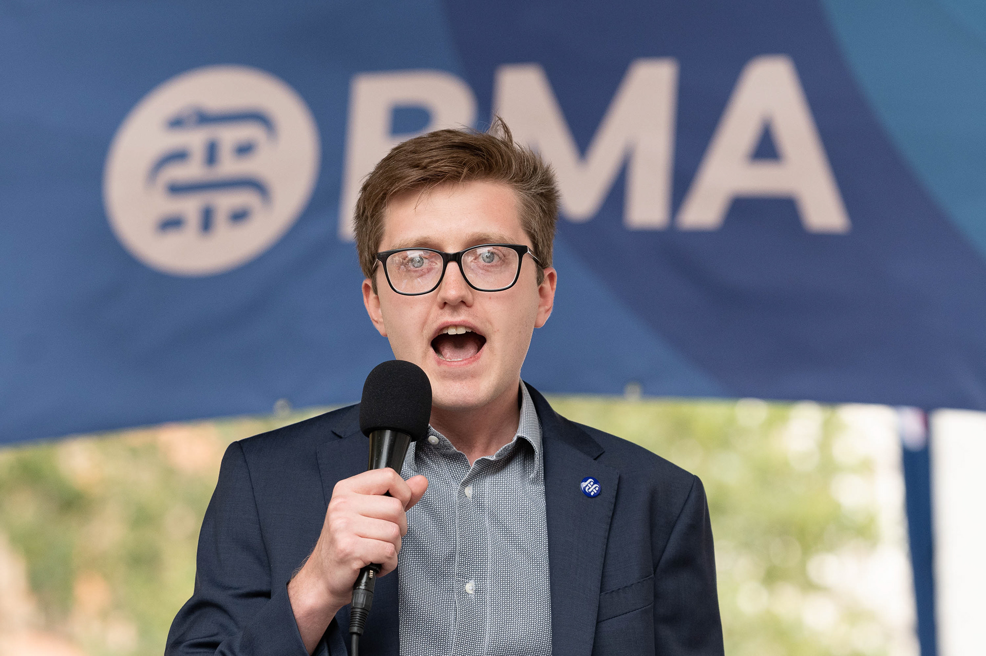 Dr Robert Laurenson addresses striking junior doctors 'Pay Restoration' rally in Whitehall. © Ron Fassbender