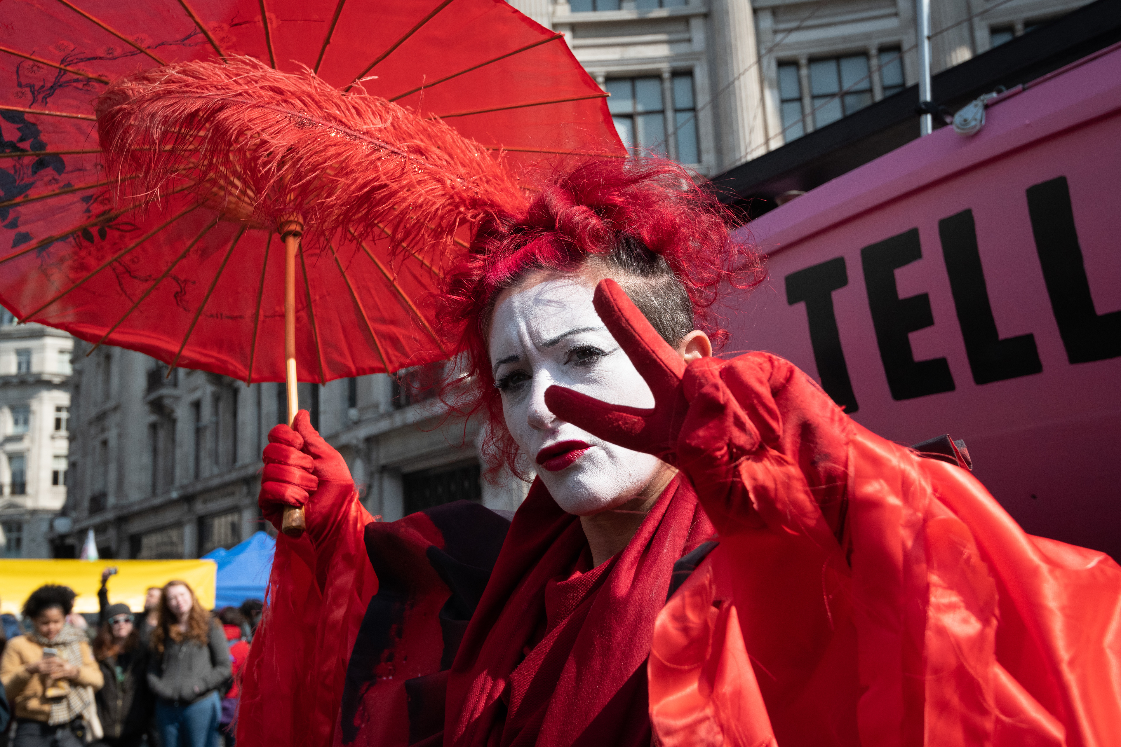 Red Rebel Brigade's first London appearance, at Oxford Circus. © Ron Fassbender