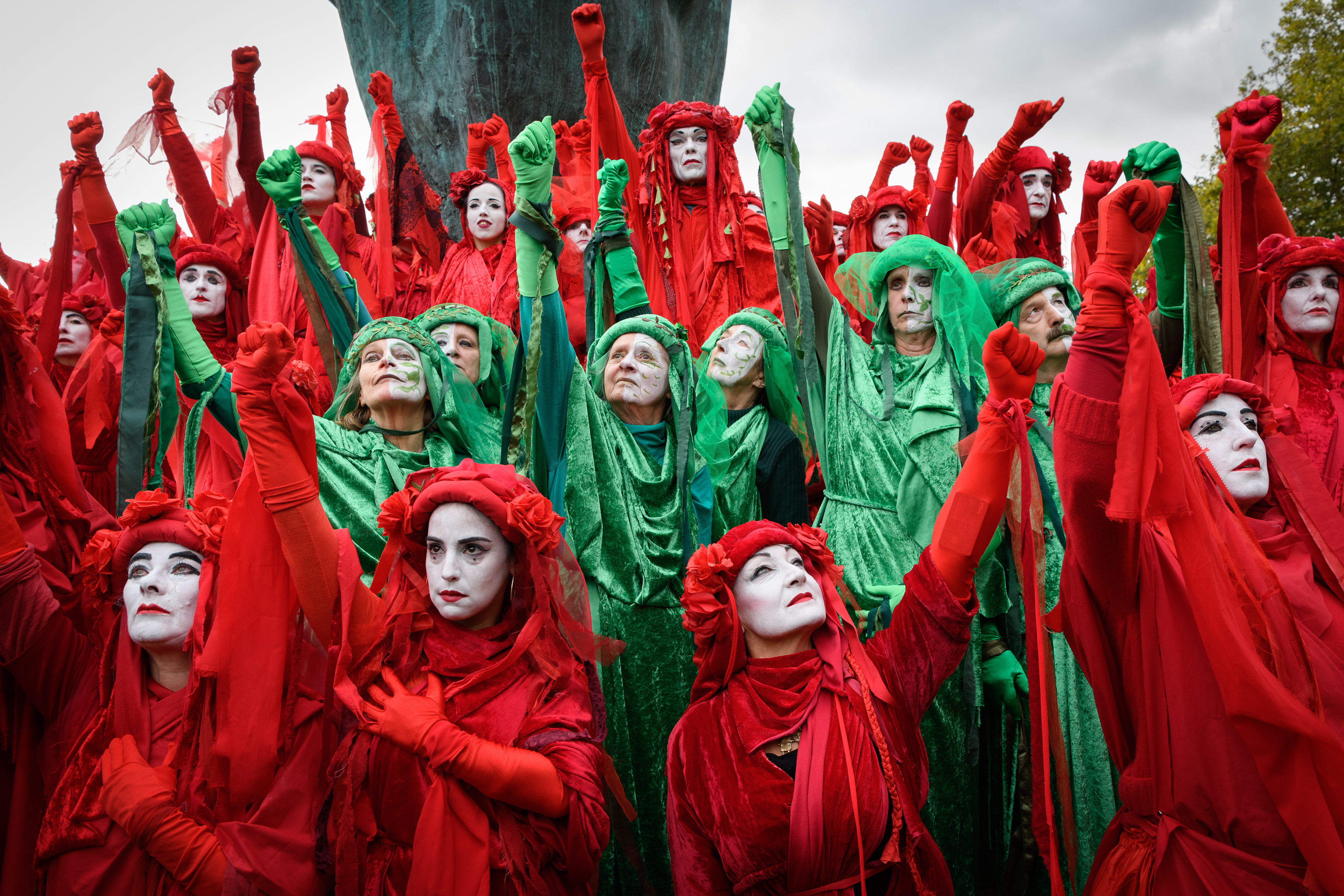 Red Rebel Brigade with the Green Spirits at Marble Arch. © Ron Fassbender