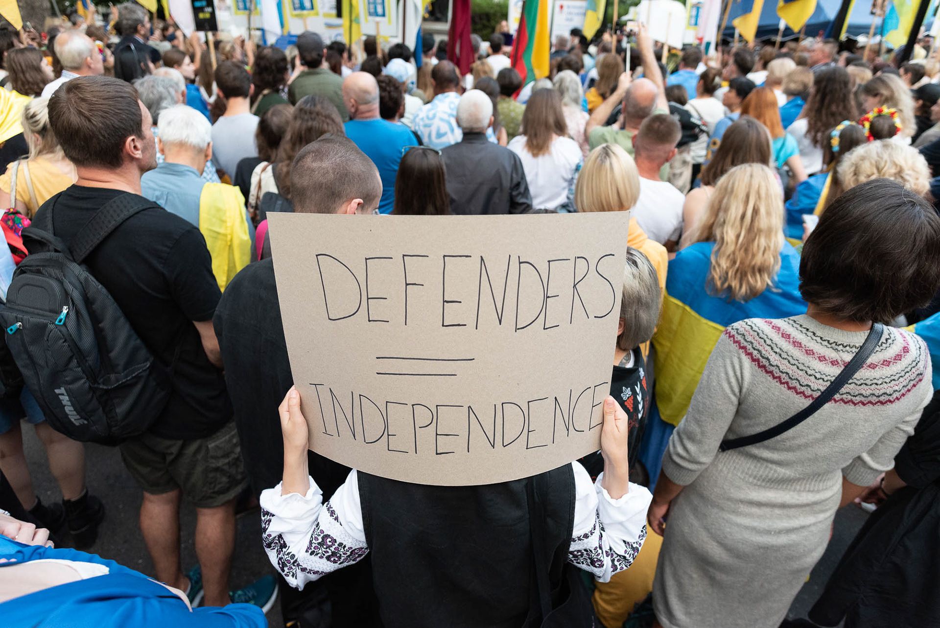 Placard at Ukraine Independence Day rally in London. © Ron Fassbender