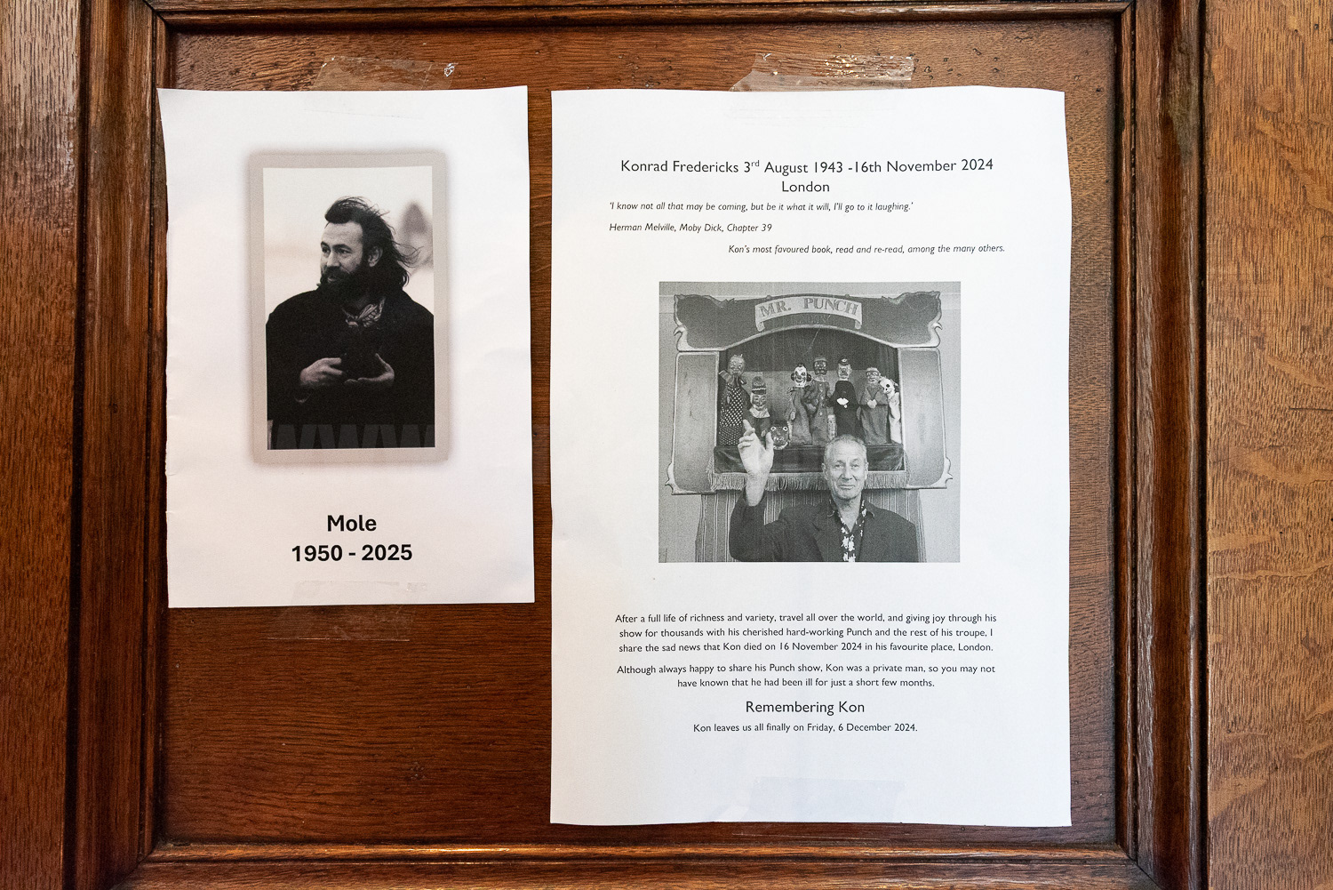 Memoriam for deceased puppeteers in St Paul's Church. © Ron Fassbender