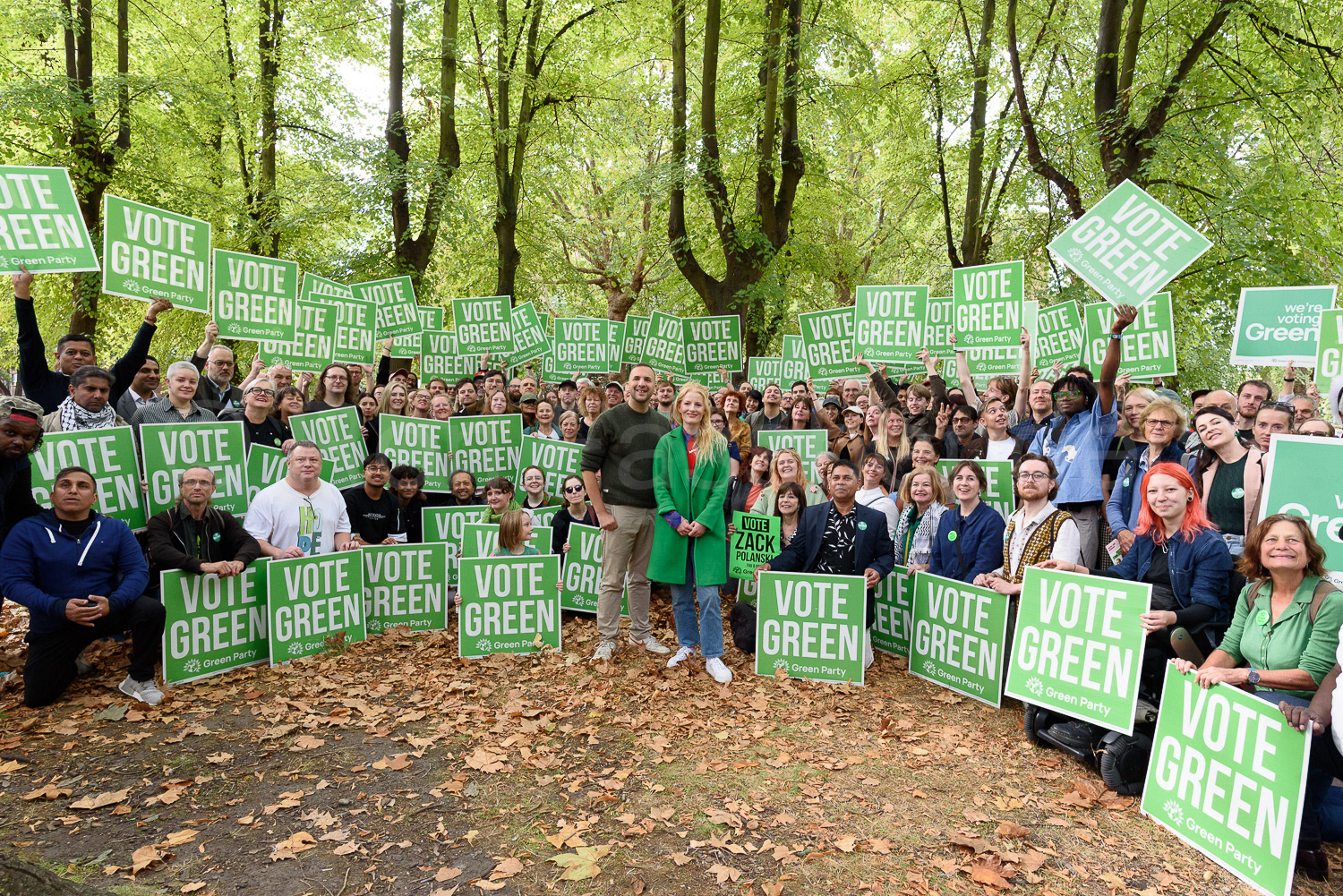 Zack Polanski , Hannah Spencer MP and supporters © Ron Fassbender