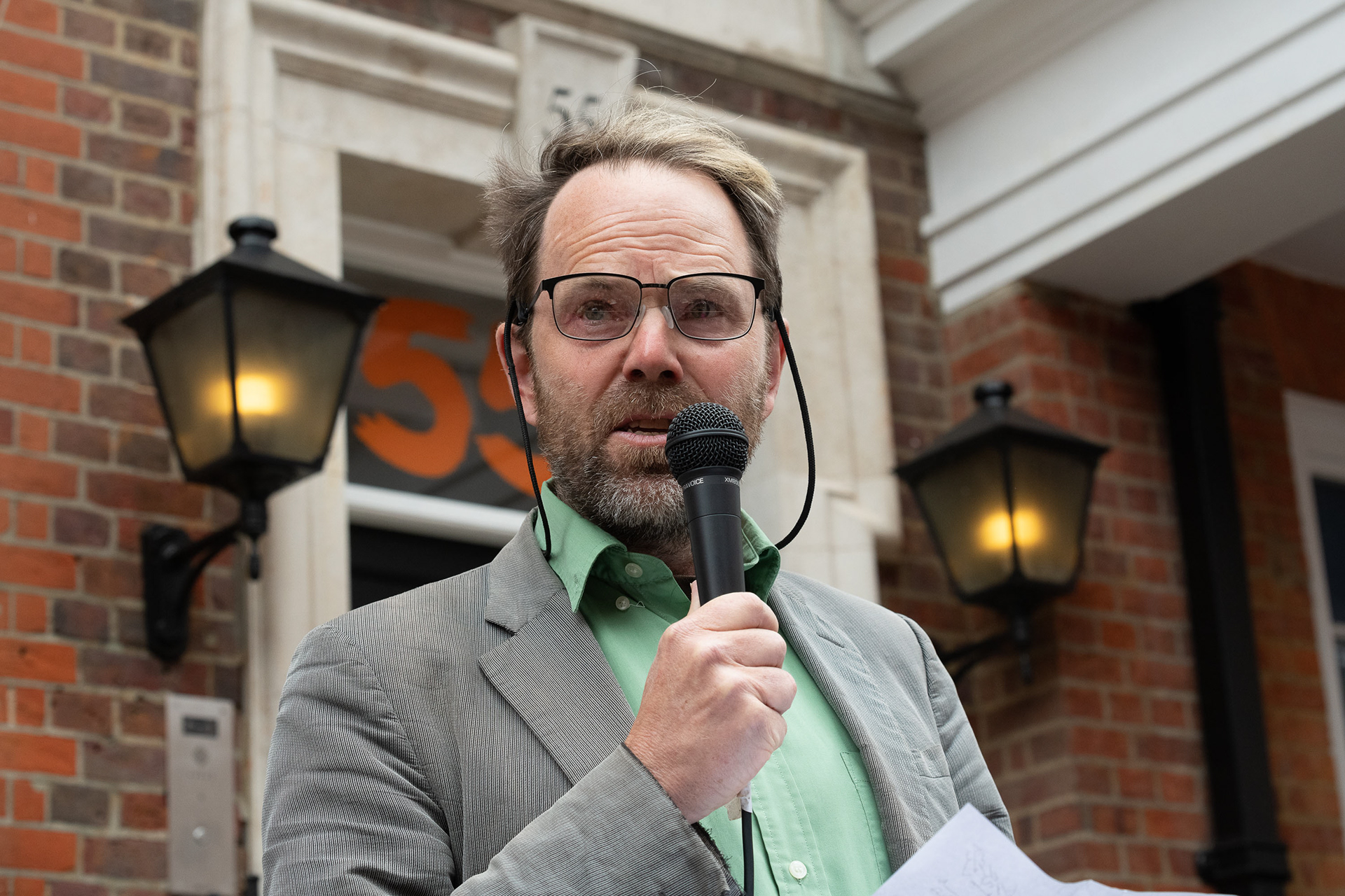 Academic Rupert Read addresses a rally in Tufton St  © Ron Fassbender