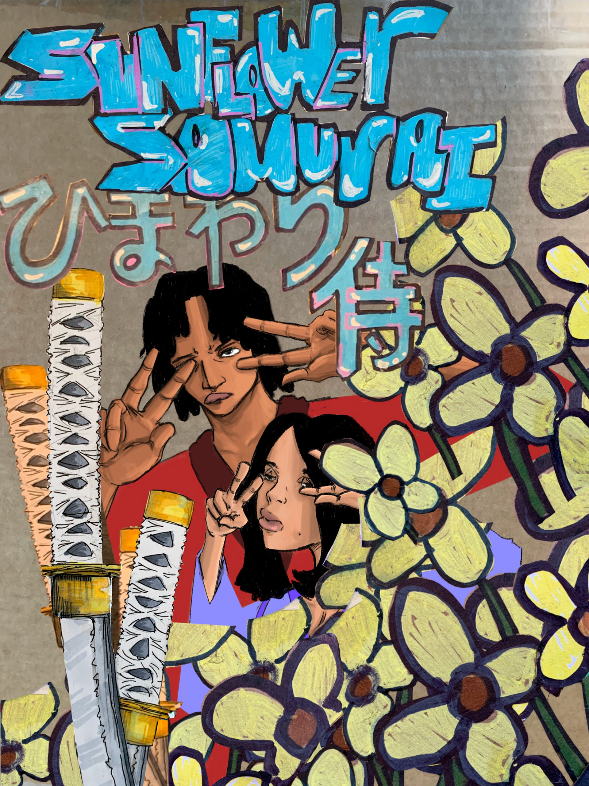 "Sunflower Samurai" 2022 (mixed media)