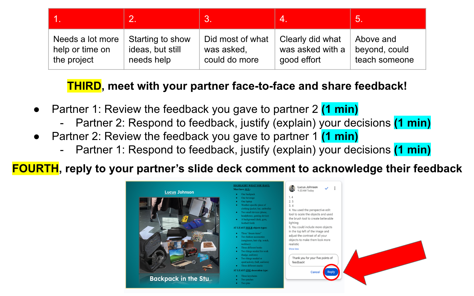 Critique Instruction Slide 2