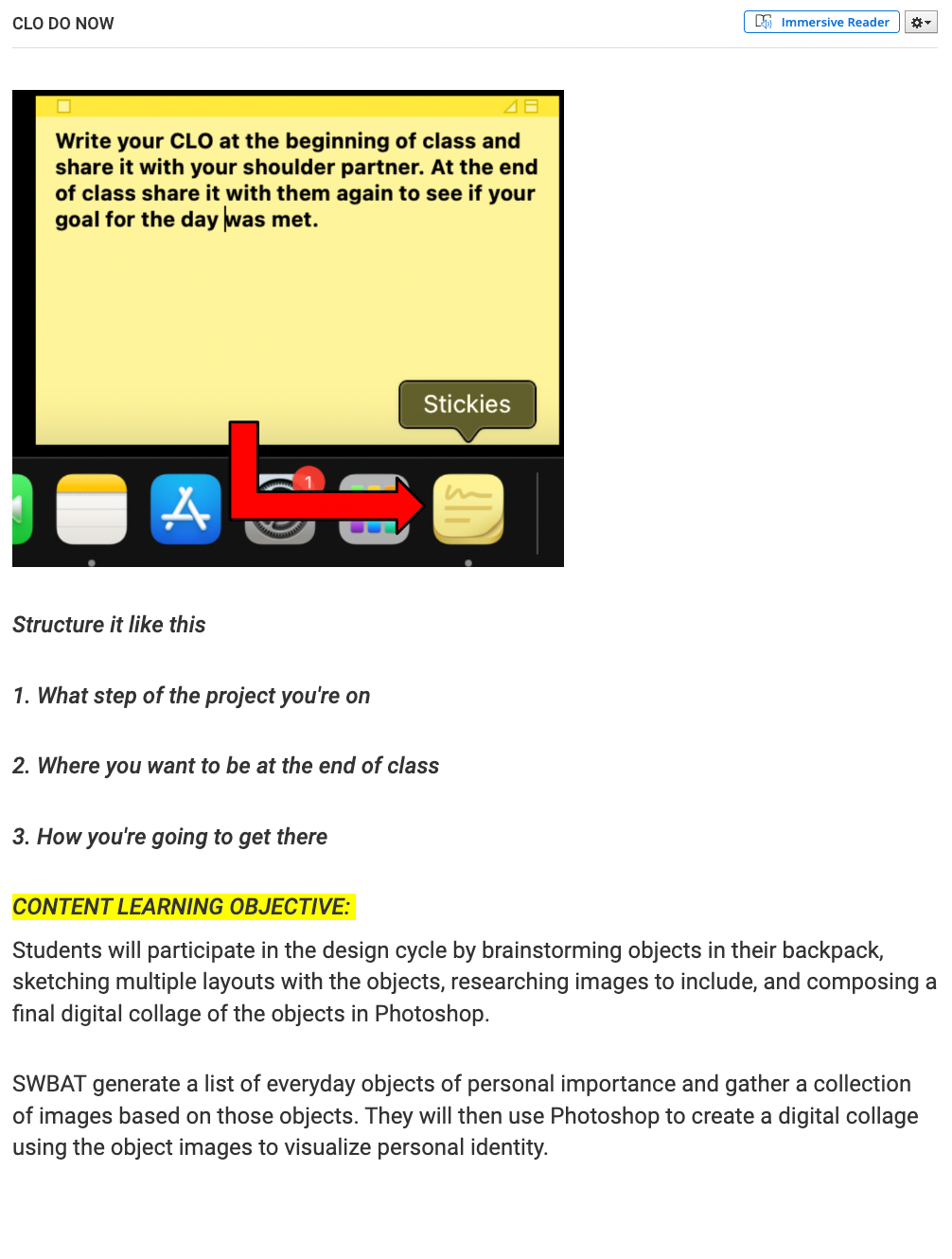 Daily Goal Setting Instruction