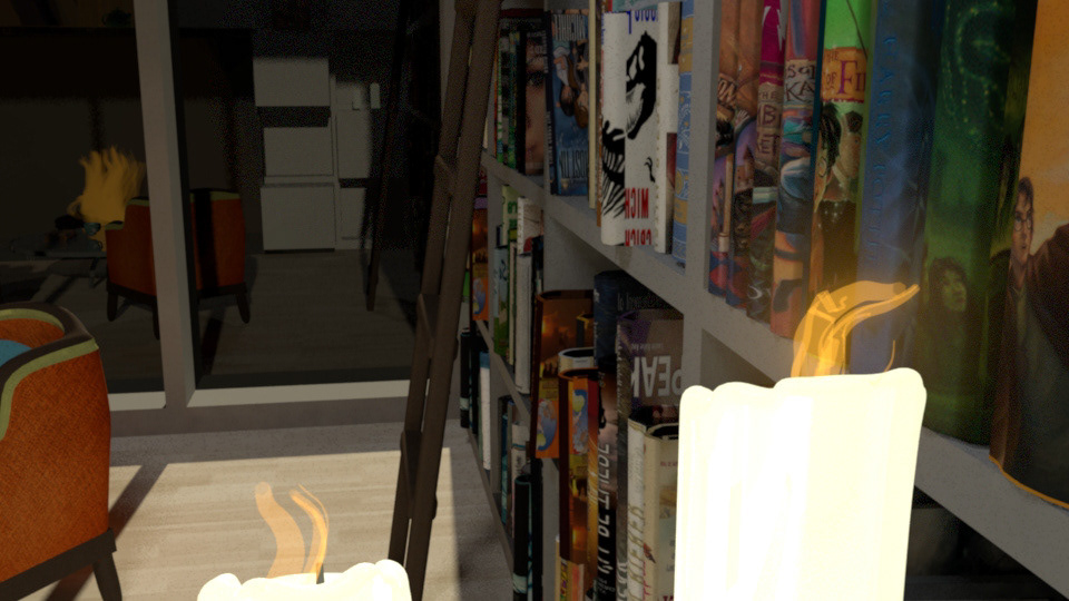 Corner of 3d modelled library