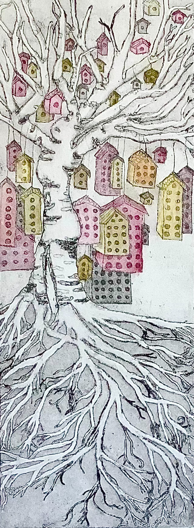 Bird Houses / 2022 / Zinc Etching & Drypoint)