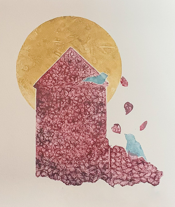 “House of Blossoms” / Tetrapak drypoint / 2024