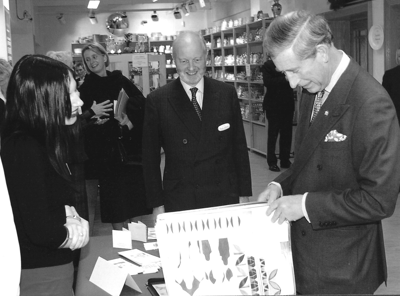 Lynne exhibiting her work for HRH Prince of Wales now King Charles III at Royal Crown Derby.