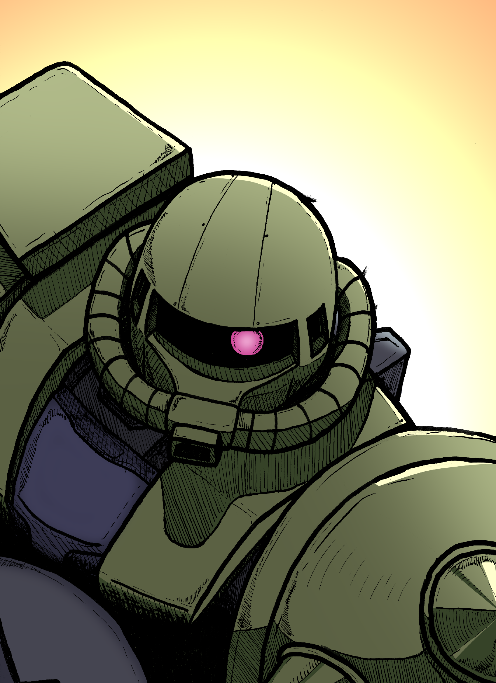 ZAKU II, Ink on paper (scanned and colored in photoshop)
