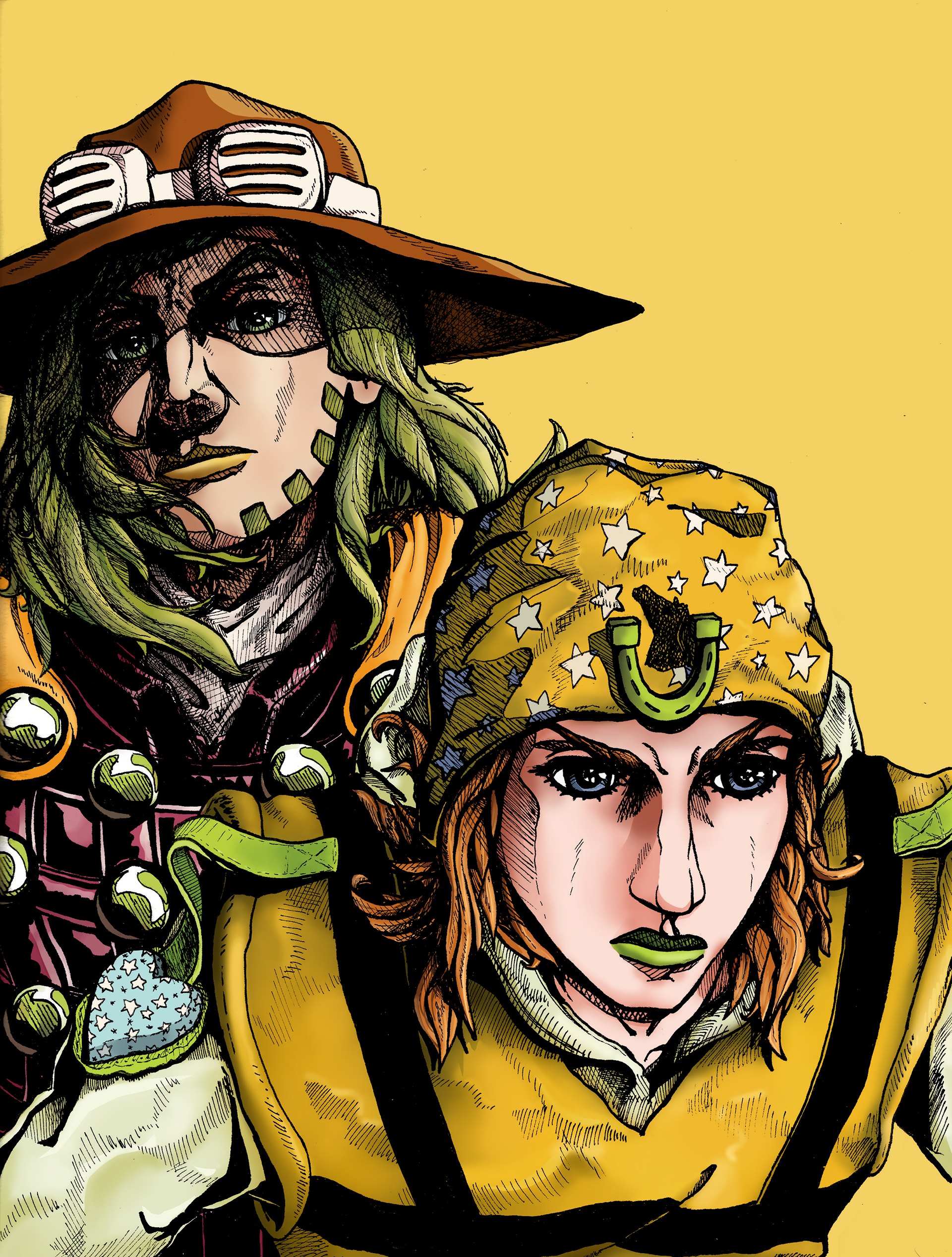 Johnny and Gyro, Ink on paper (scanned and colored in photoshop)