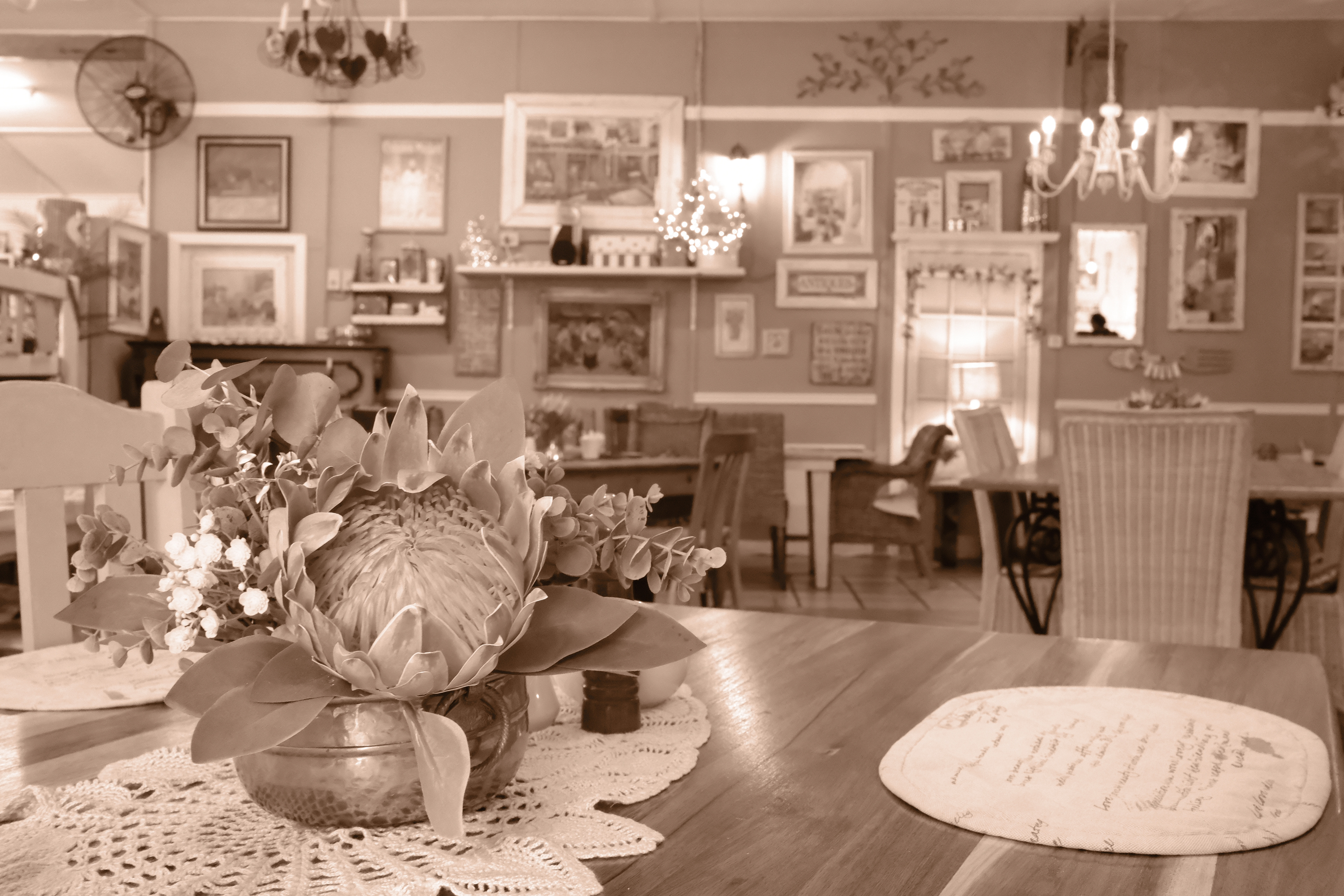 "Settlers' Lounge" in B&W Sepia by Nathalie Boucry