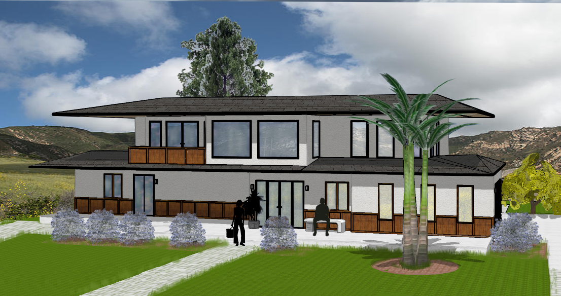 Sketchup Rendering of the Exterior of the Hendricks' Home