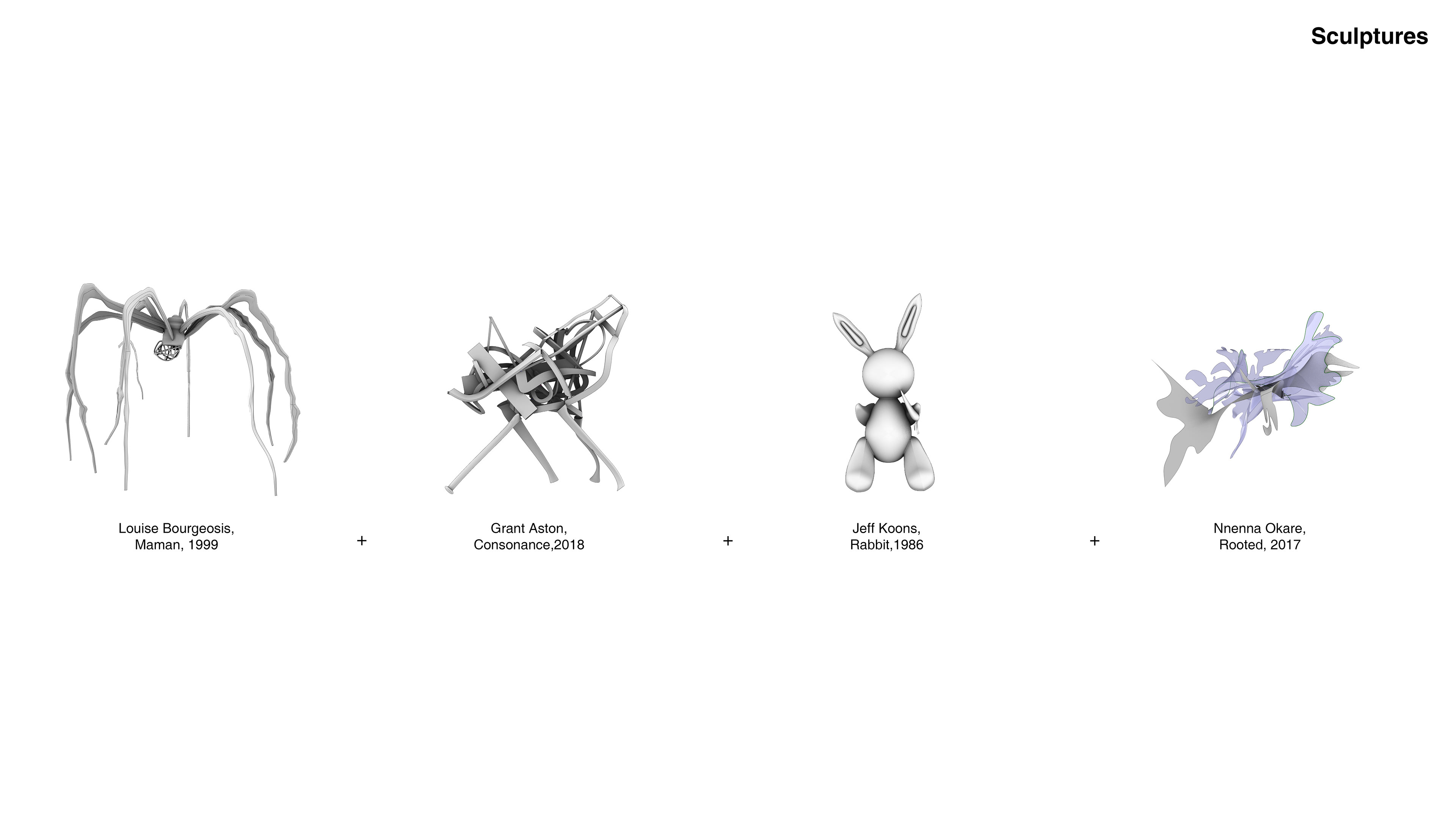 Four famous sculptures modeled as is.