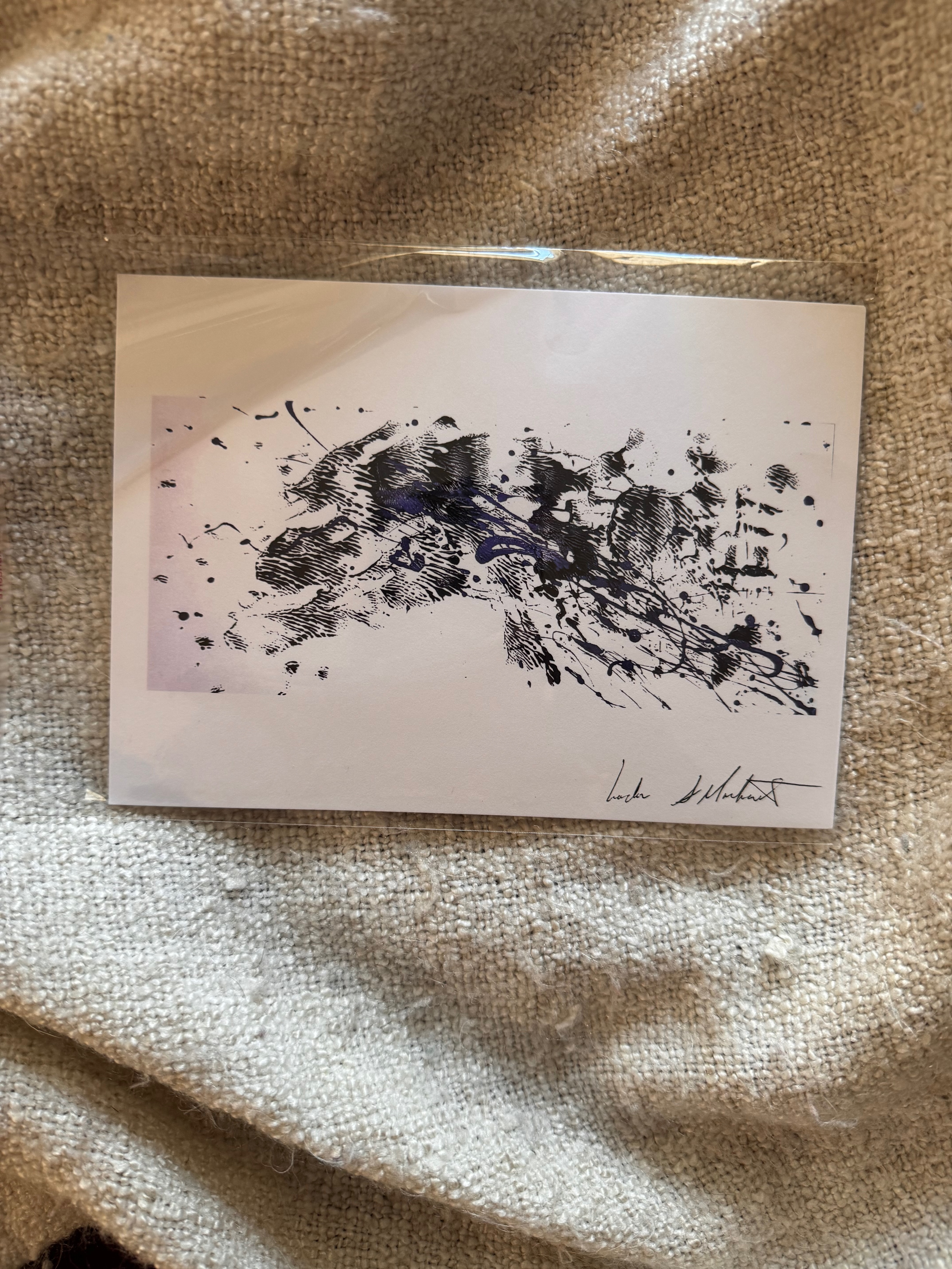 leap: 5x7" print or greeting card. Original is ~15" x 33" on old Crane Currency paper, made with repurposed industrial paints.