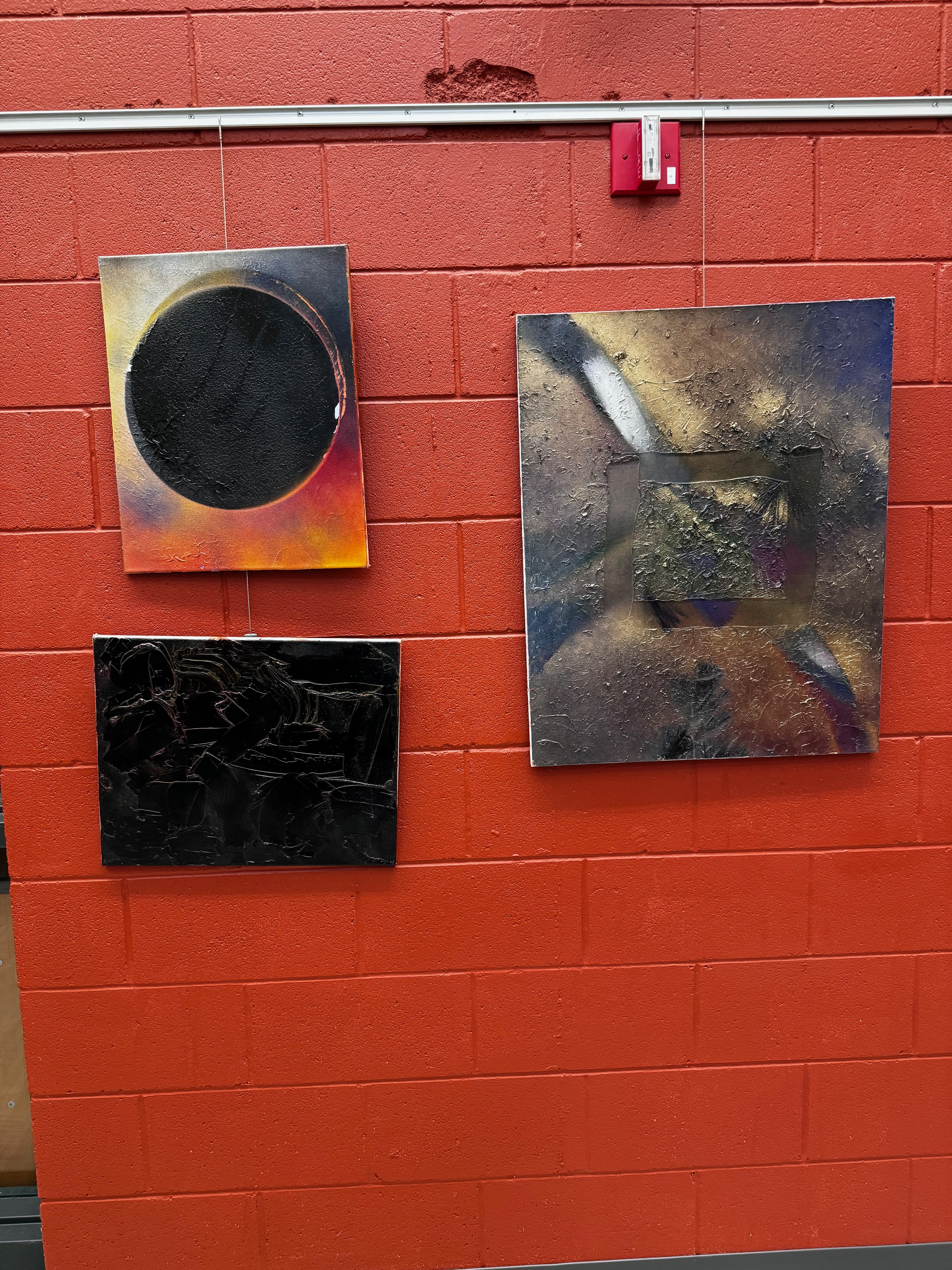 upper left: eclipse (16" x20") | right: viewfinder ( 24" x 30") | bottom left: texture (10" x 20")