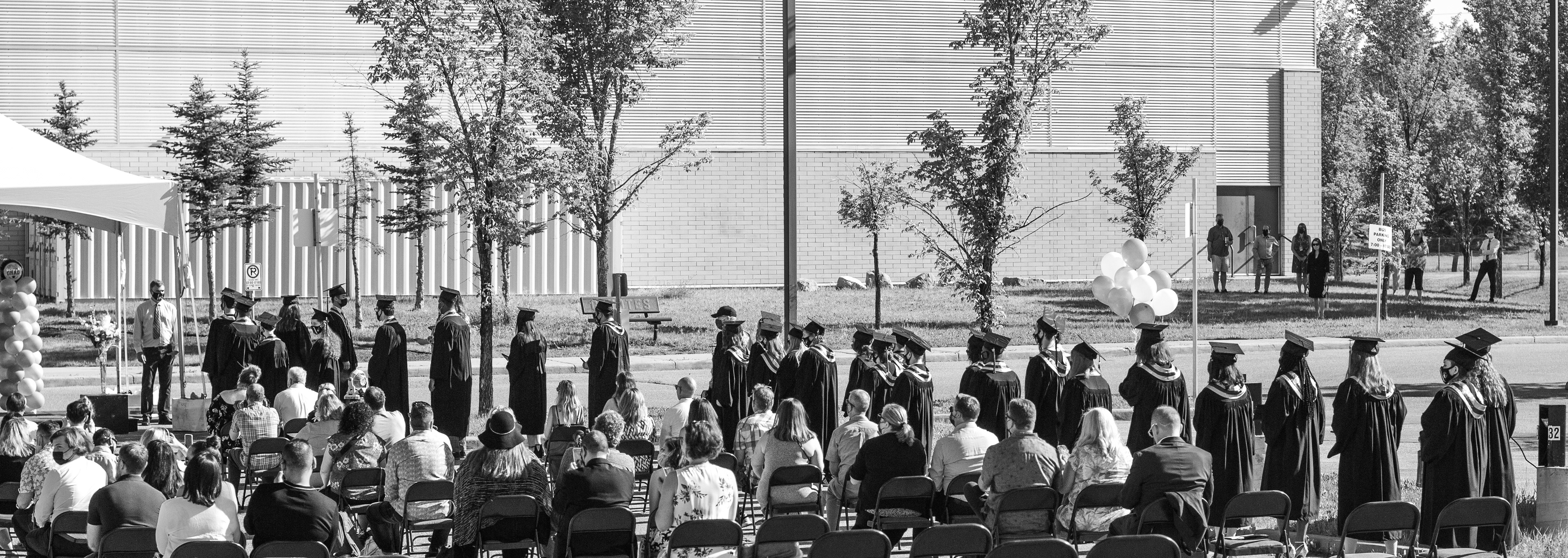 Class of 2021 standing in  a line