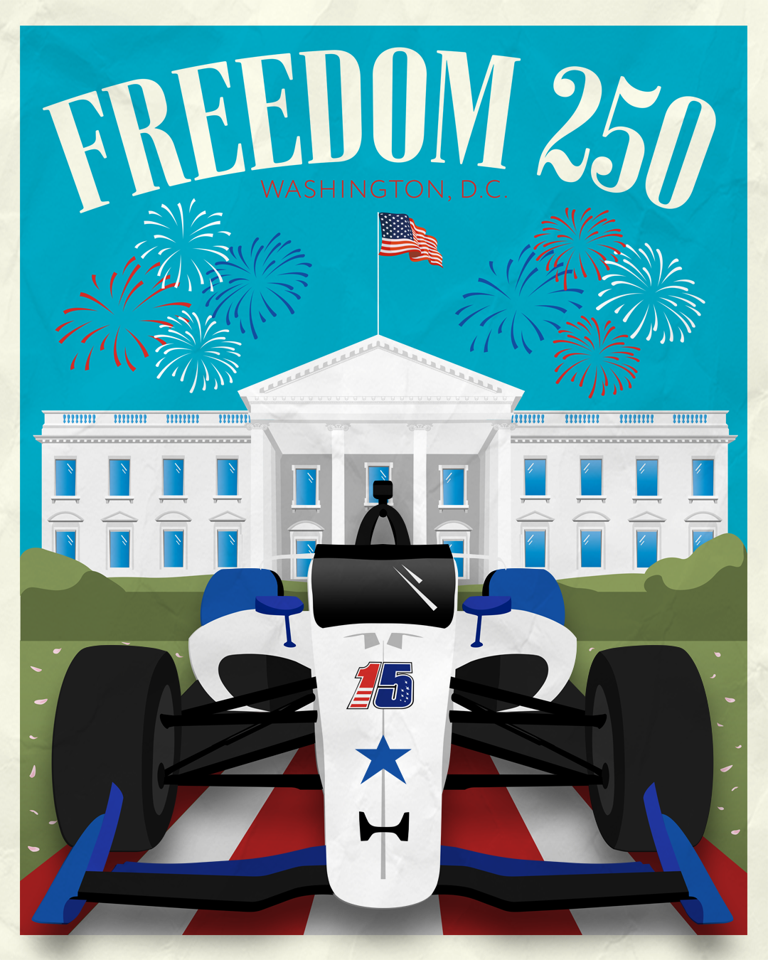 INDYCAR in Washington, D.C. Drawn in Adobe Illustrator.