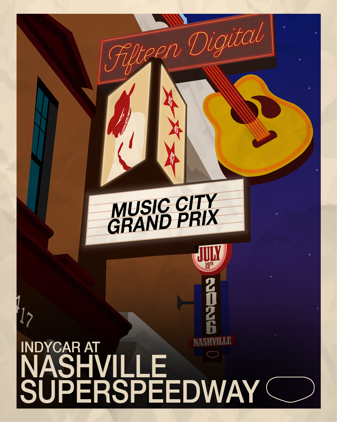 INDYCAR in Nashville. Drawn in Adobe Illustrator.