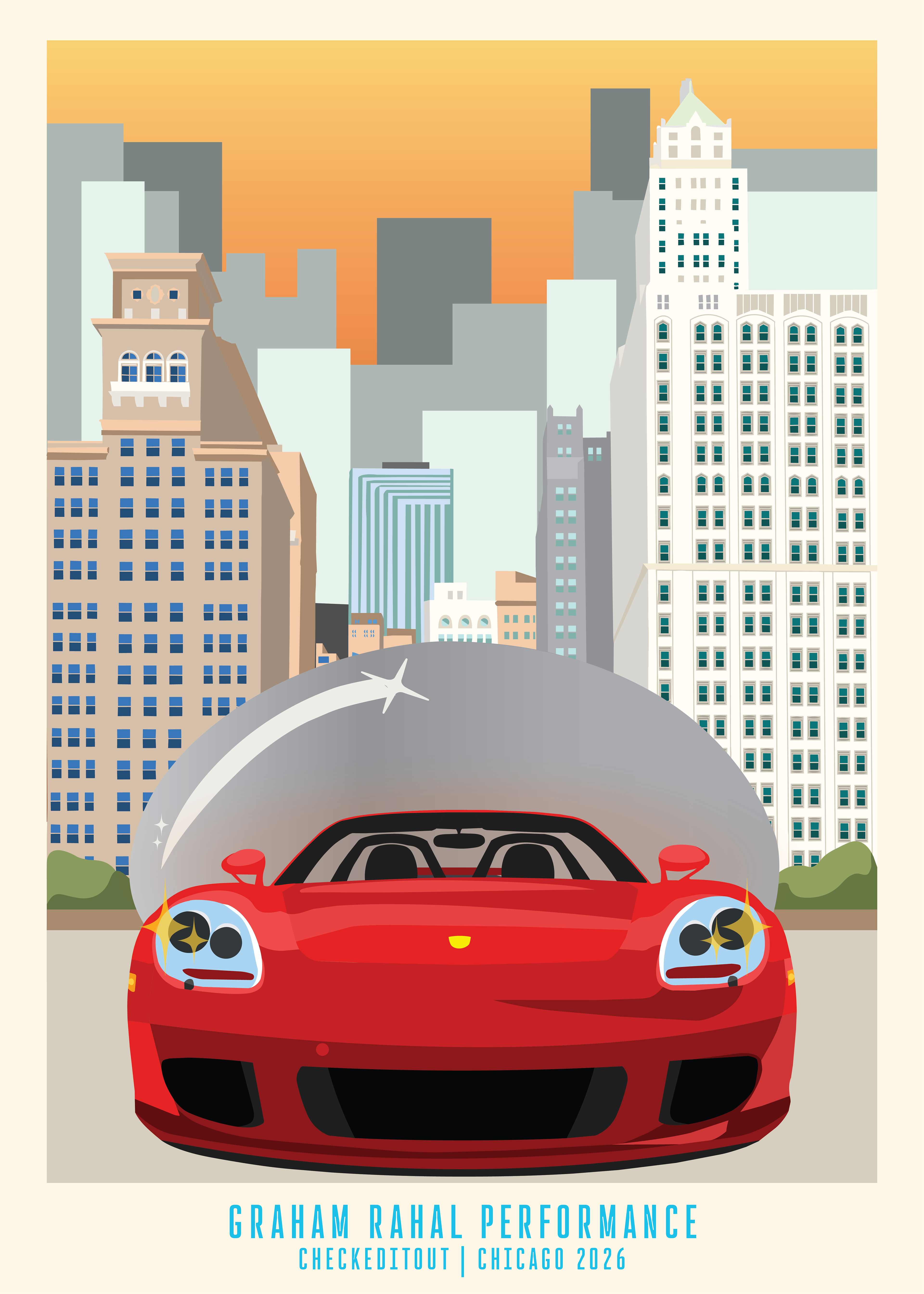 Poster for 2026 Car Show. Drawn in Adobe Illustrator.