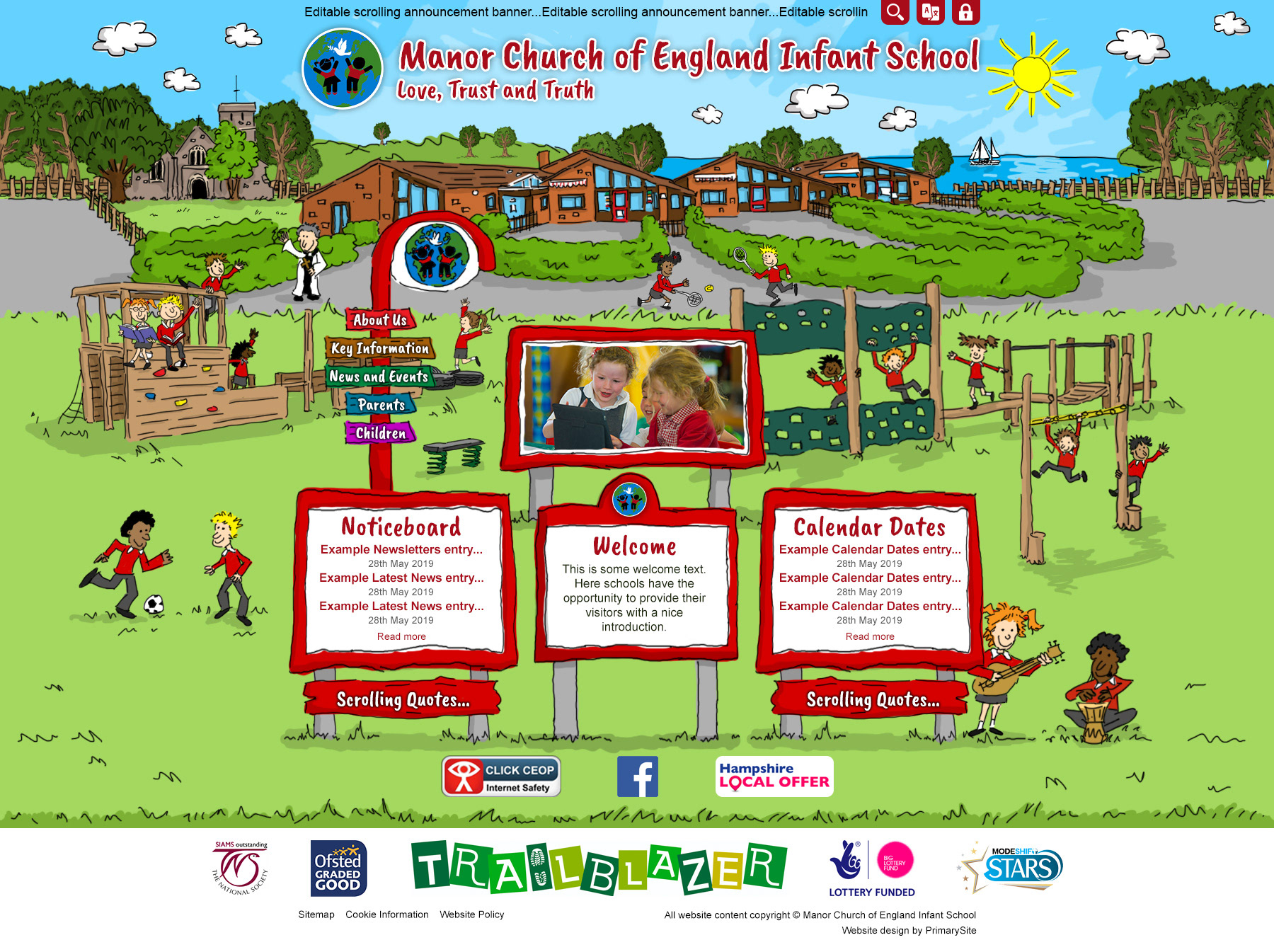 Manor Church of England Infant School website design