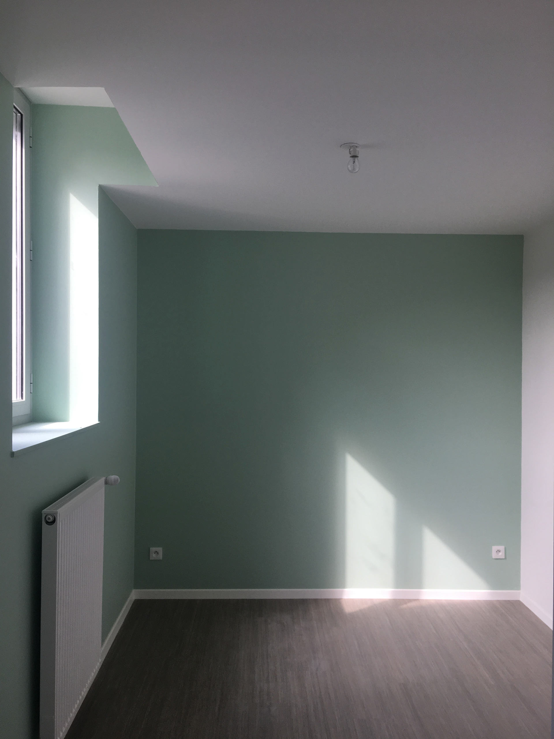 Sol Minimal Wood Greige / Murs vert Obéché CH1 0511