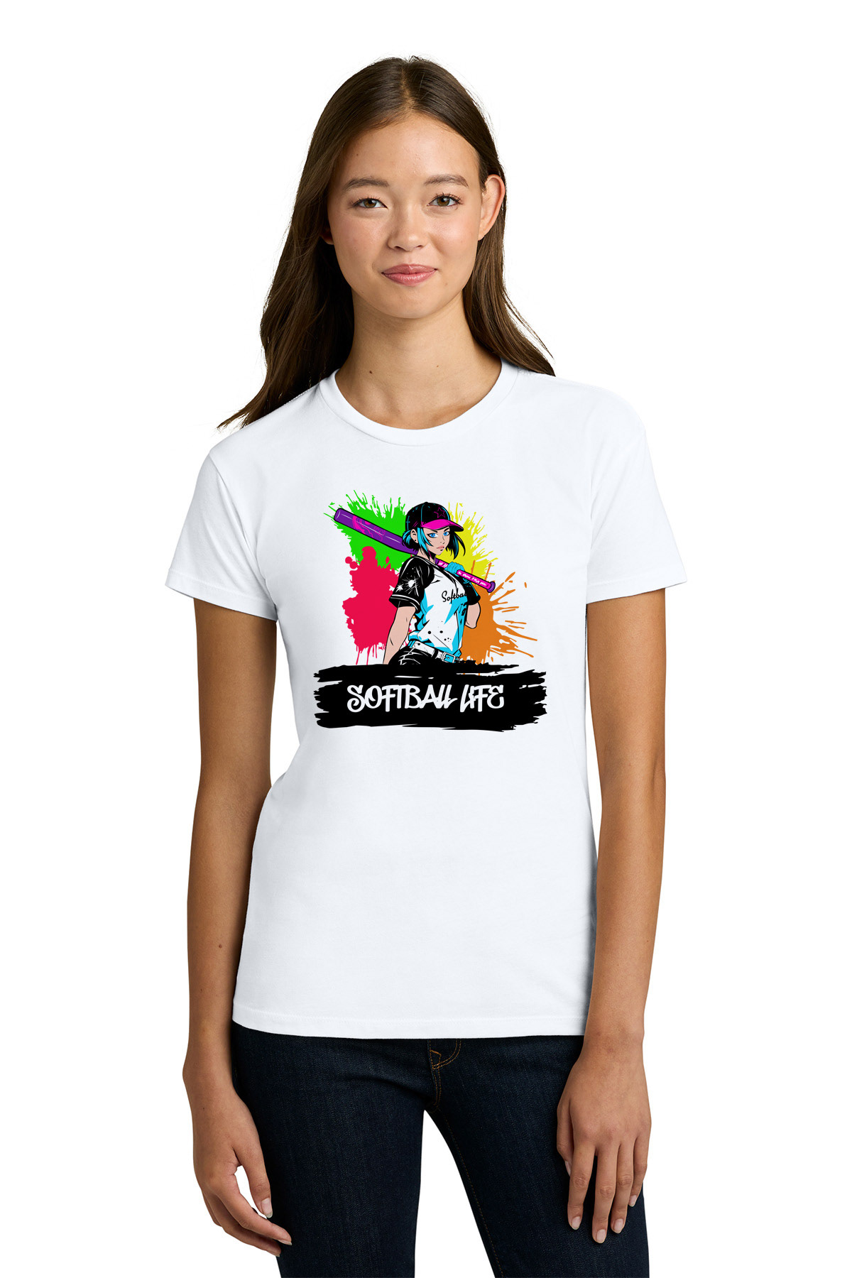 Softball Life T-Shirt designed with Illustrator for DTF Printing