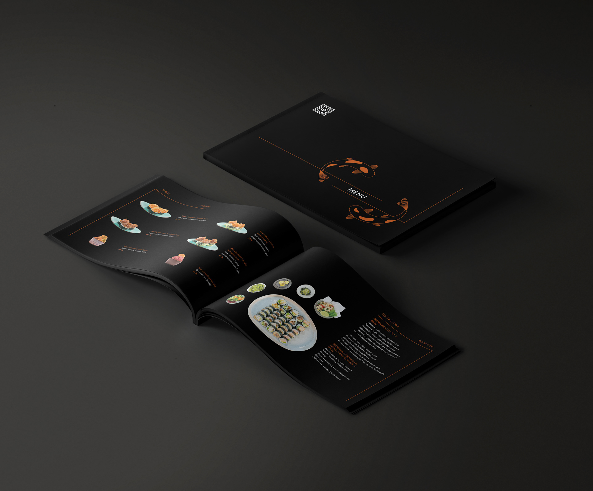 Minimalistyczny layout menu Sakana Sushi and Sticks. Magda Kowalska creepart