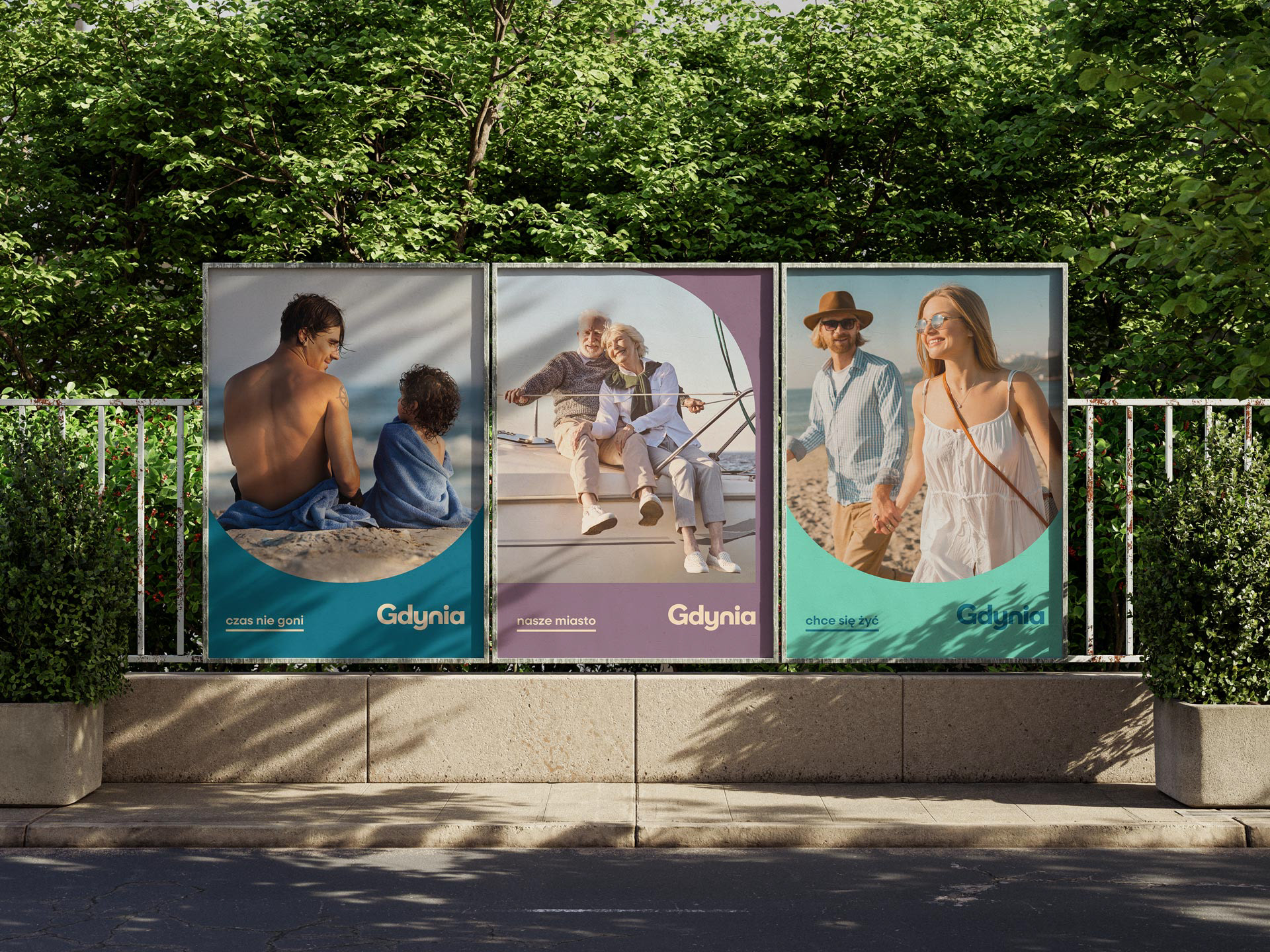 Key visual na plakatach promocyjnych. Komunikacja wizualna Gdyni projektu Magdy Kowalskiej creepart.
