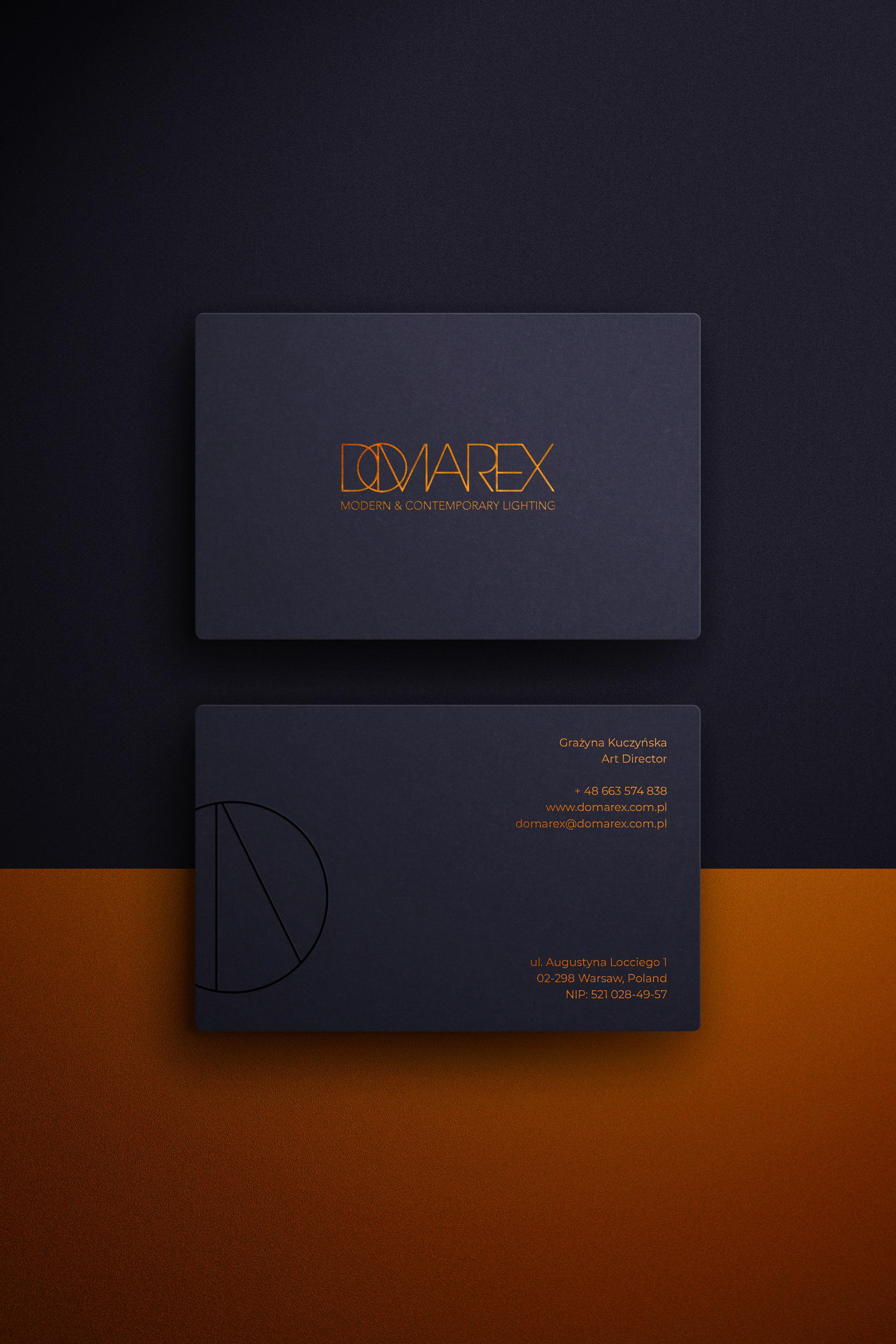 Projekty wizytówek dla Domarex, systemy komunikacji marki, creepart.