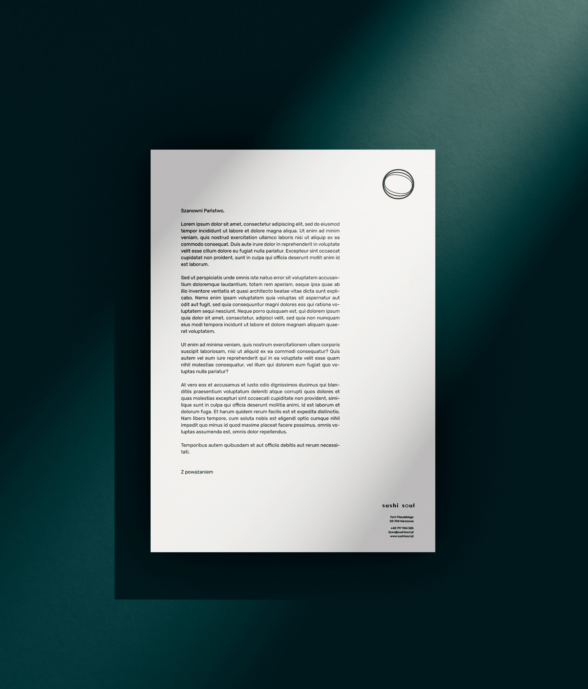 Projekt eleganckiego i minimalistycznego papieru firmowego dla butikowej restauracji premium.