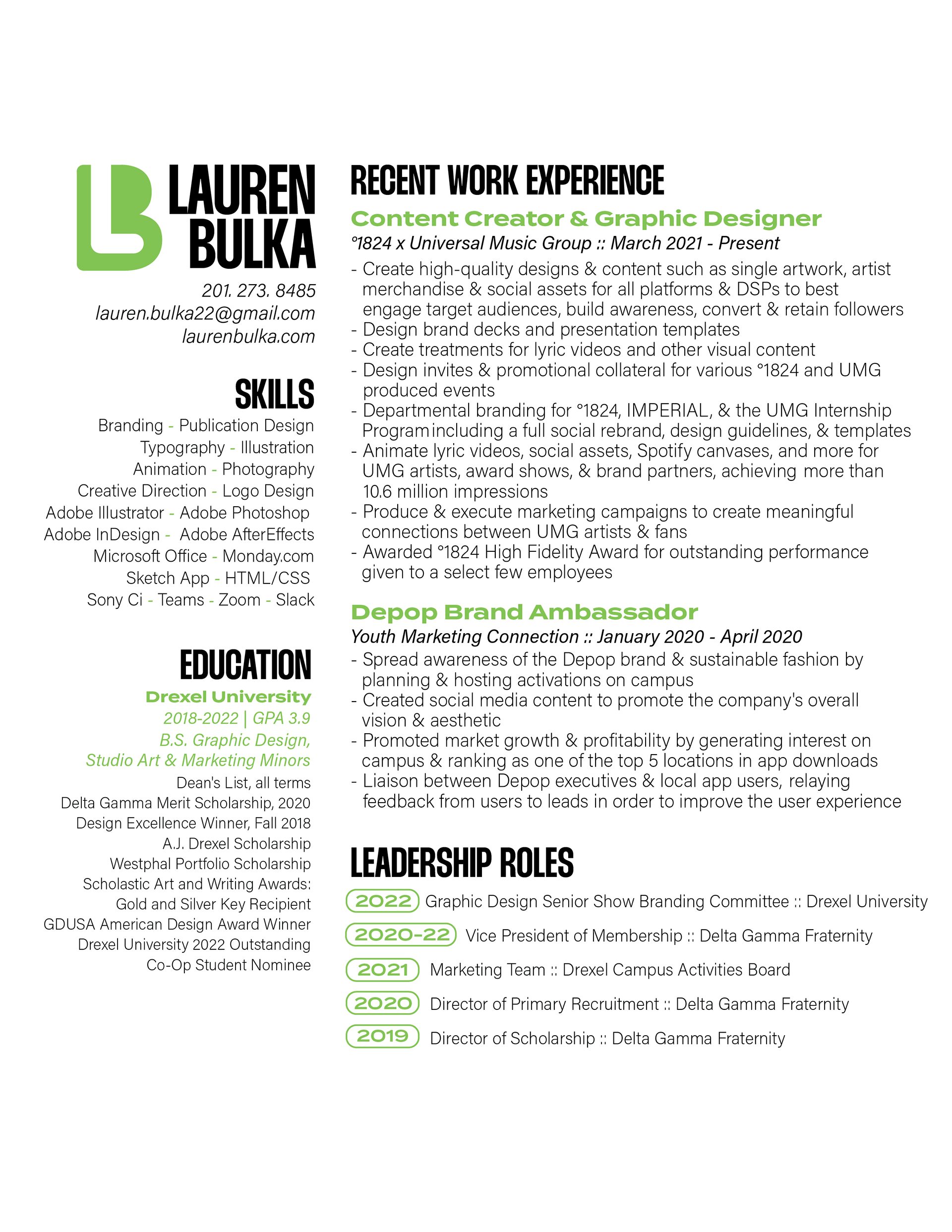 Lauren Bulka - Graphic Designer - resume