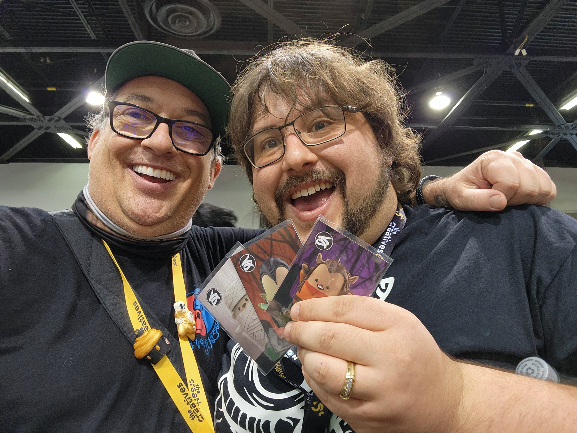 Signing my trading cards at DCON 2022