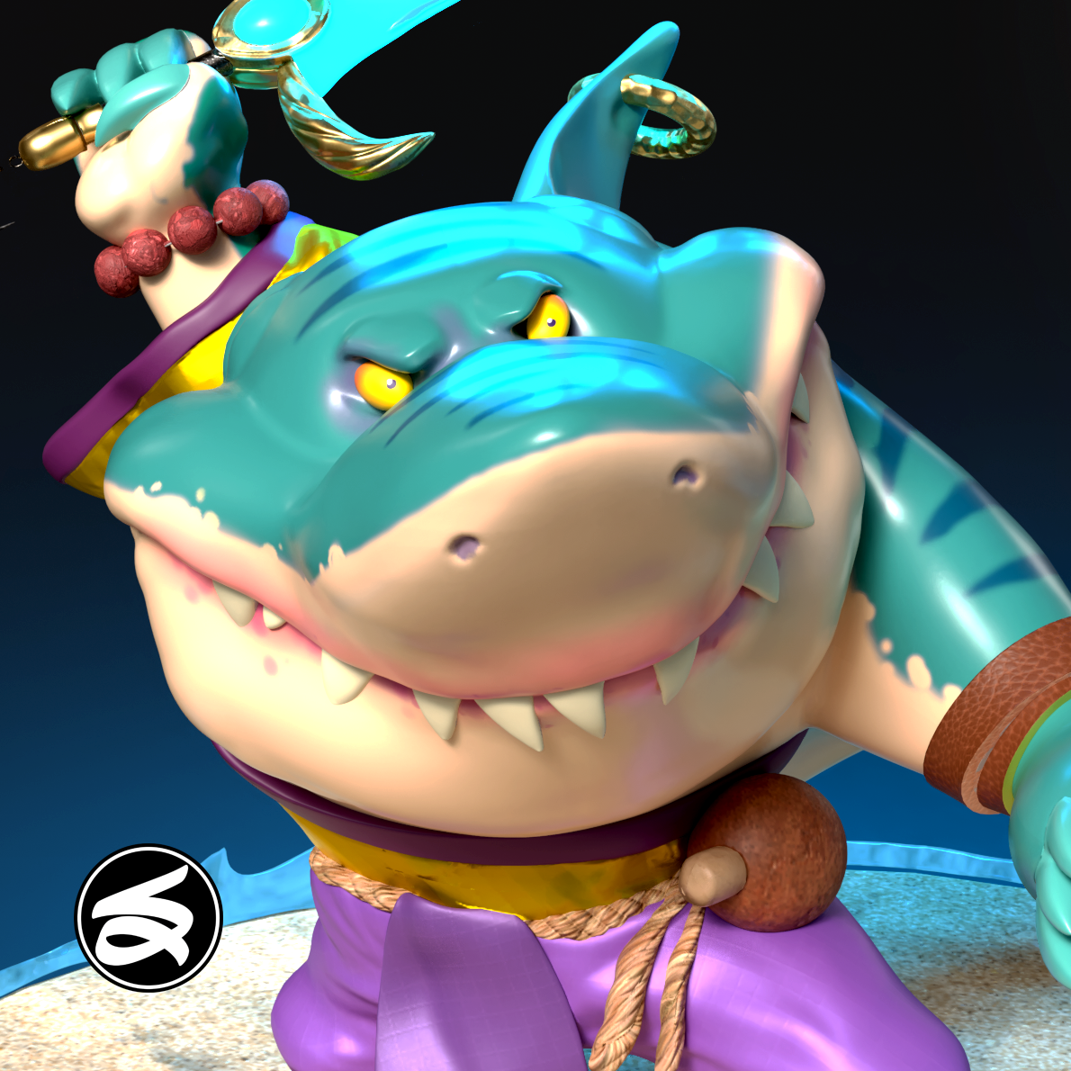 Shaolin Shark character modeling. Concept by Nicola Saviori