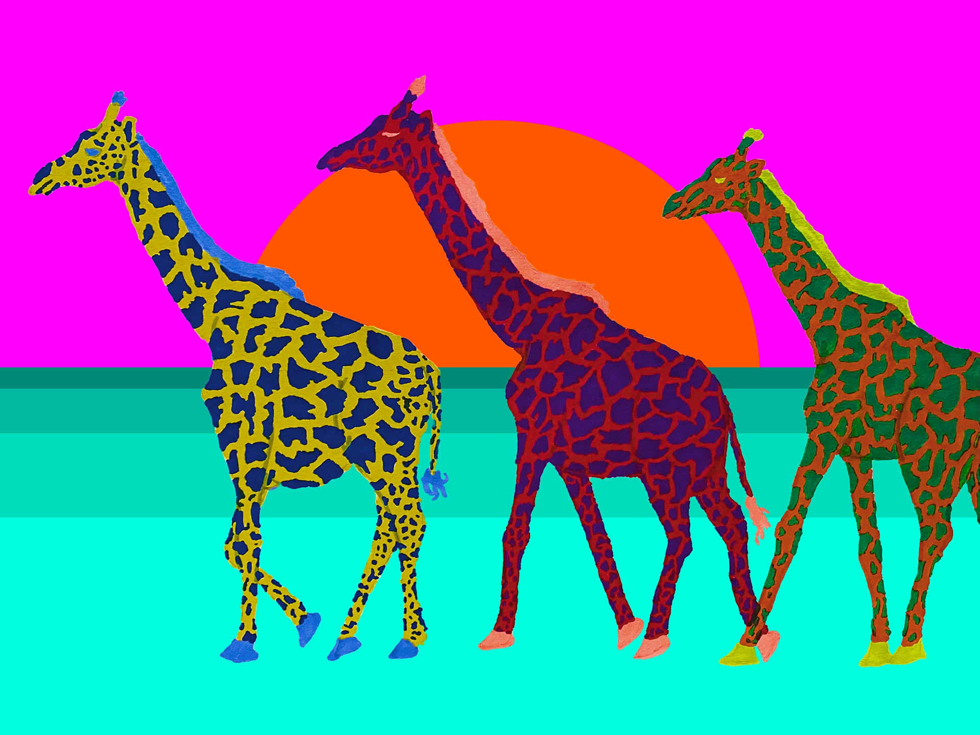 "3 Giraffes" - Marker & Photoshop