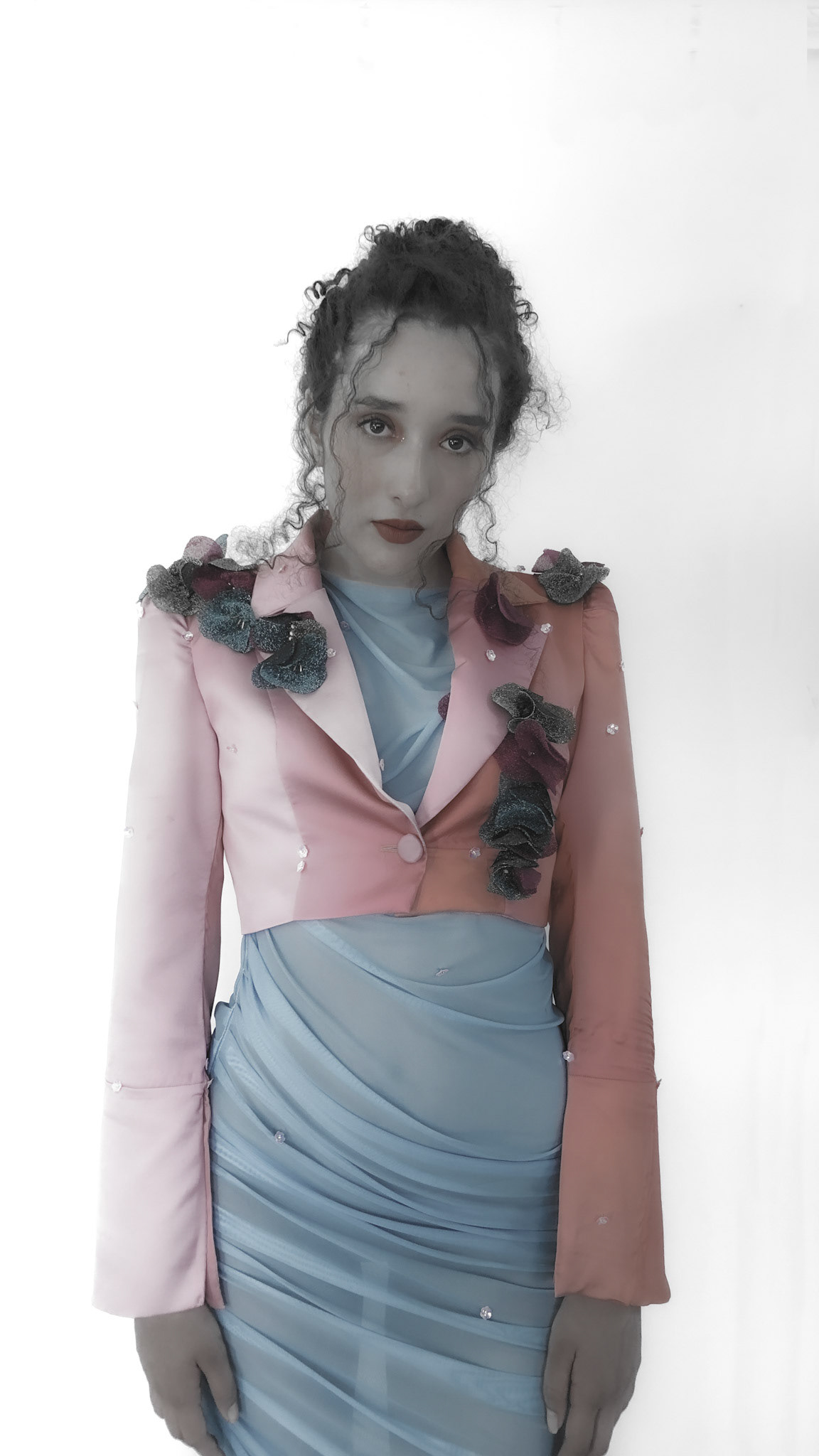 Artemia Set. Crop Blazer and dress inspired by Artemia in the tale "Las Vestiduras Peligrosas" by Silvina Ocampo.  Model: Valentina Sarmiento.