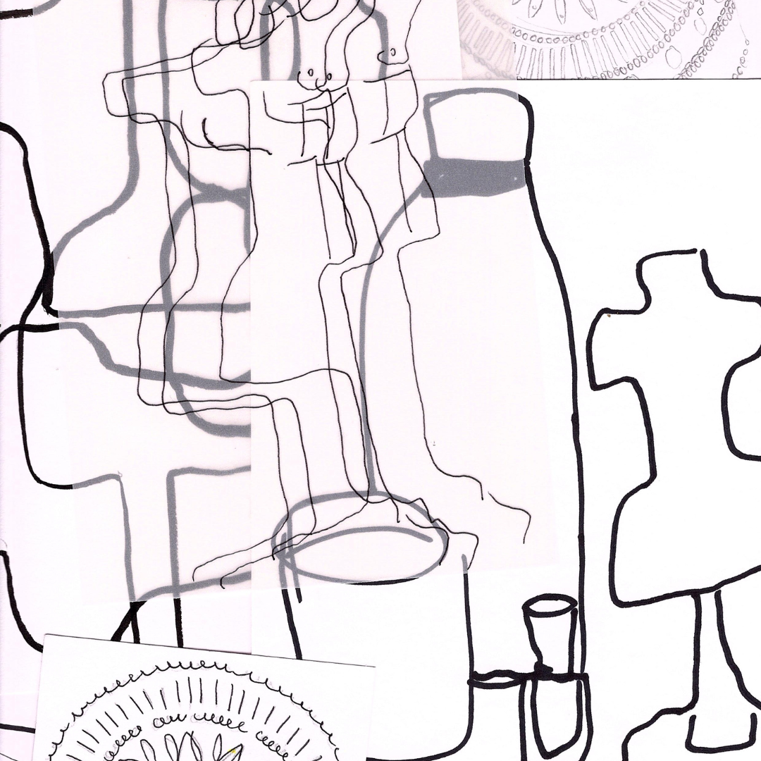 black&white sketches of objects around my room