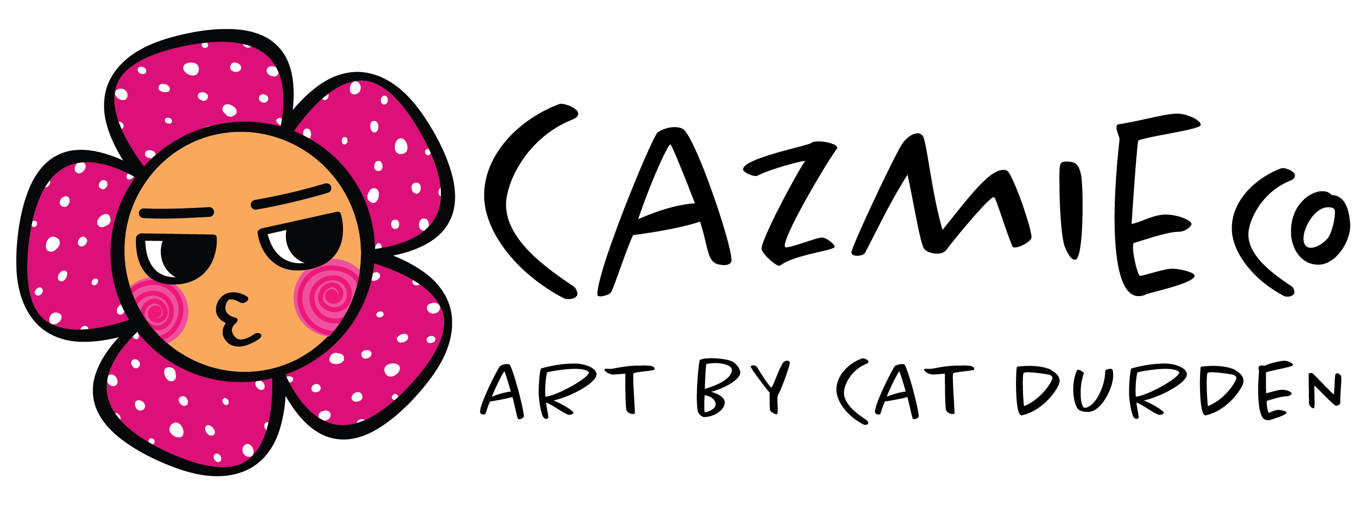 CazmieCo logo with rafflesia flower logo to the left and "art by Cat Durden" below it