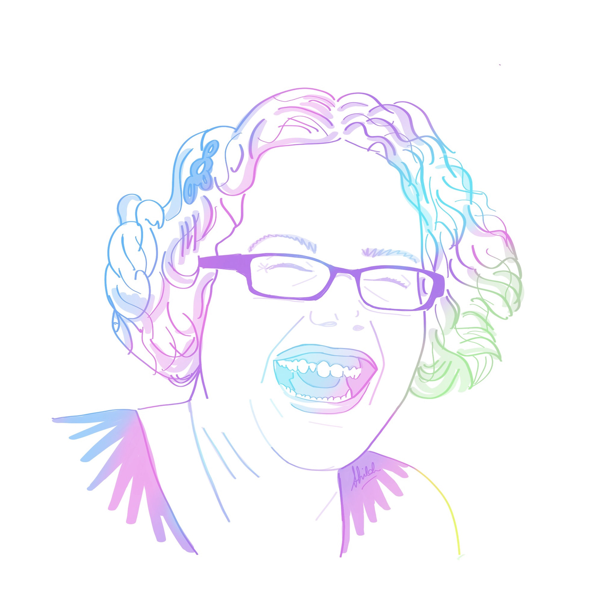 Shi-HIGH (Self Portrait) 30 mins into a liver tumour bursting, delirious between waves of excruciating pain. Drawn 2018.