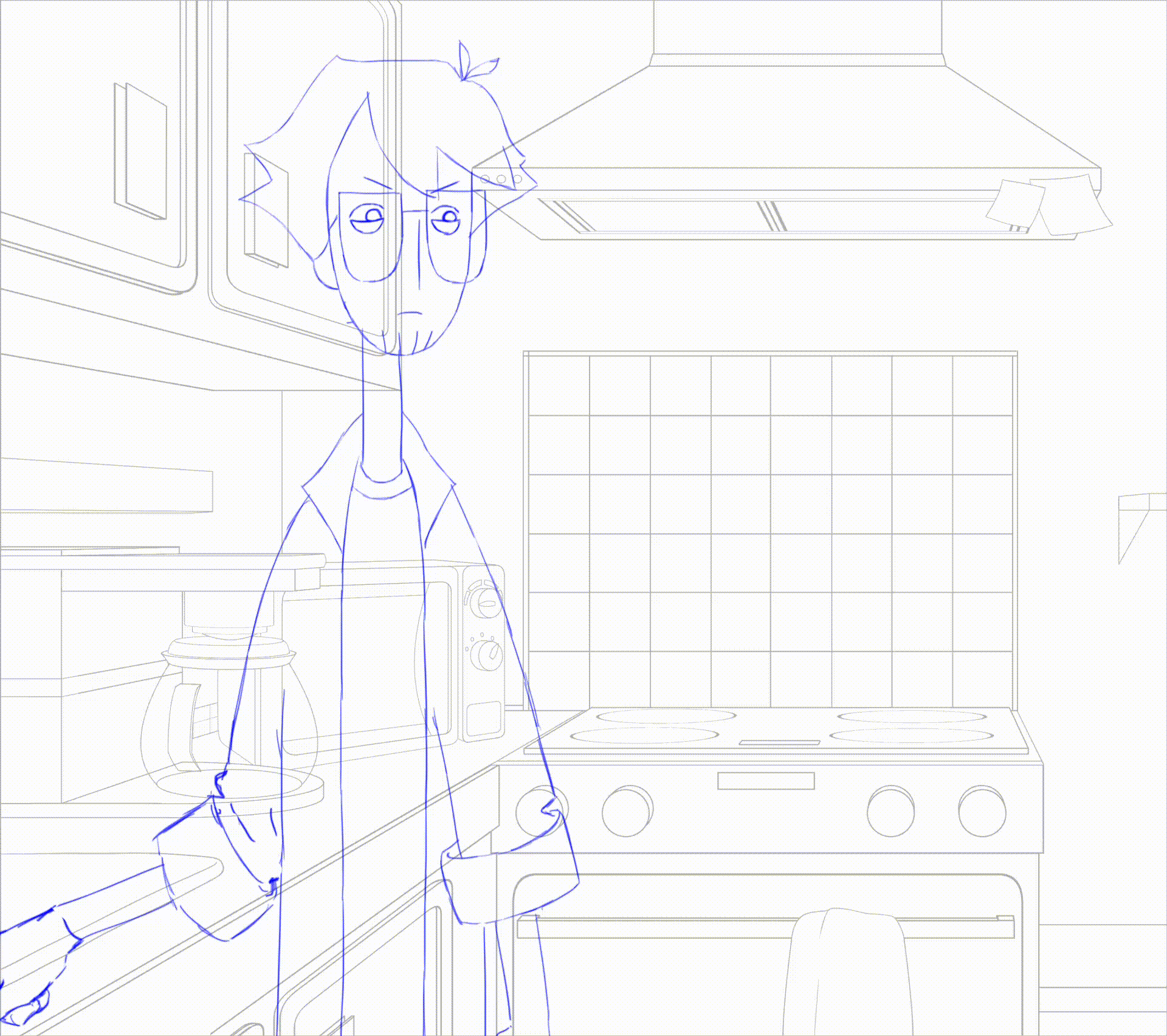 Tie down uniquement - Key frame par Mélina Goncalves - Background par William Tripiana - Toon Boom Harmony - 2024