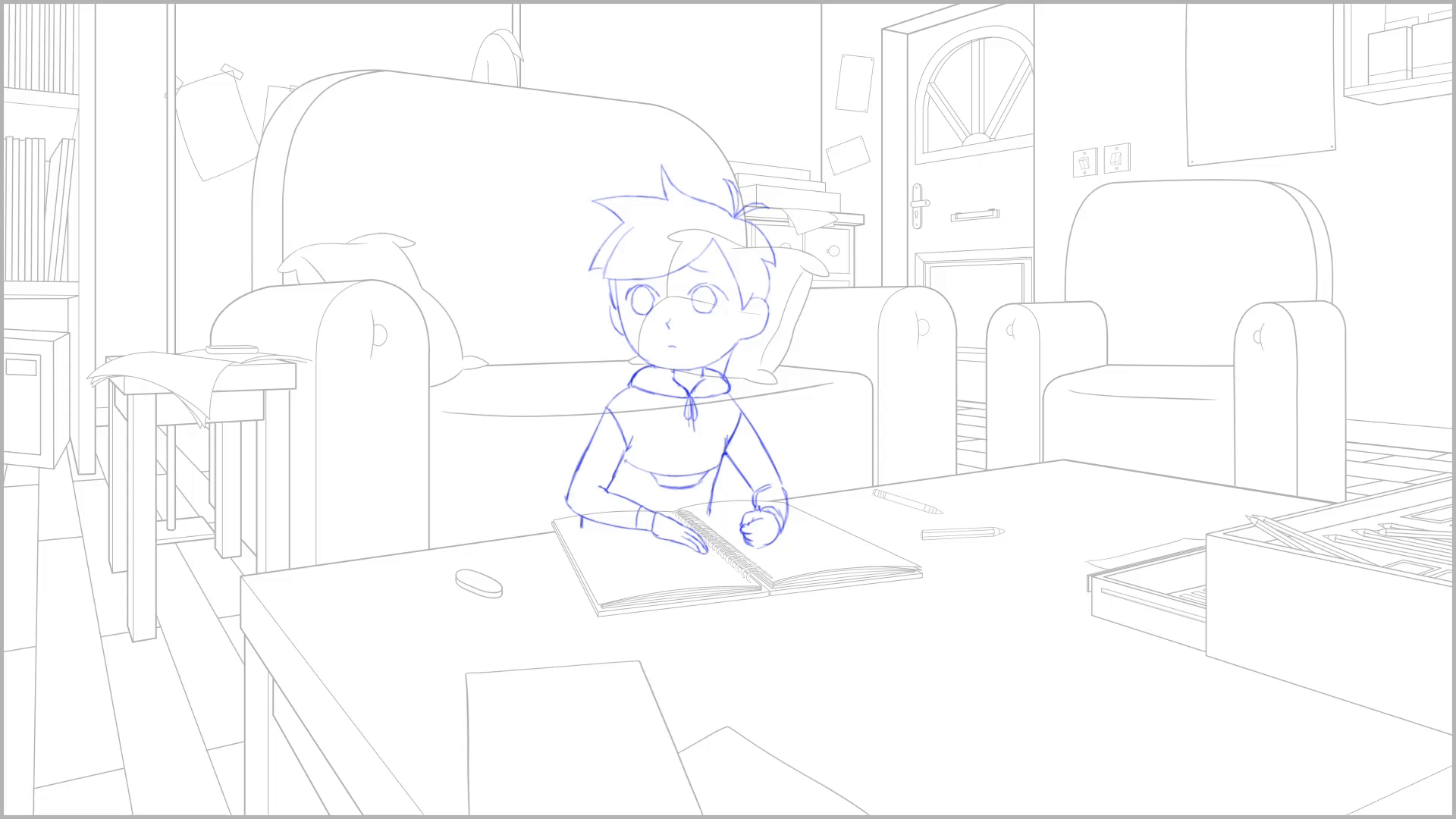 Tie down uniquement - Key frame par Mélina Goncalves - Background par Alexis Delozanne - Toon Boom Harmony - 2024