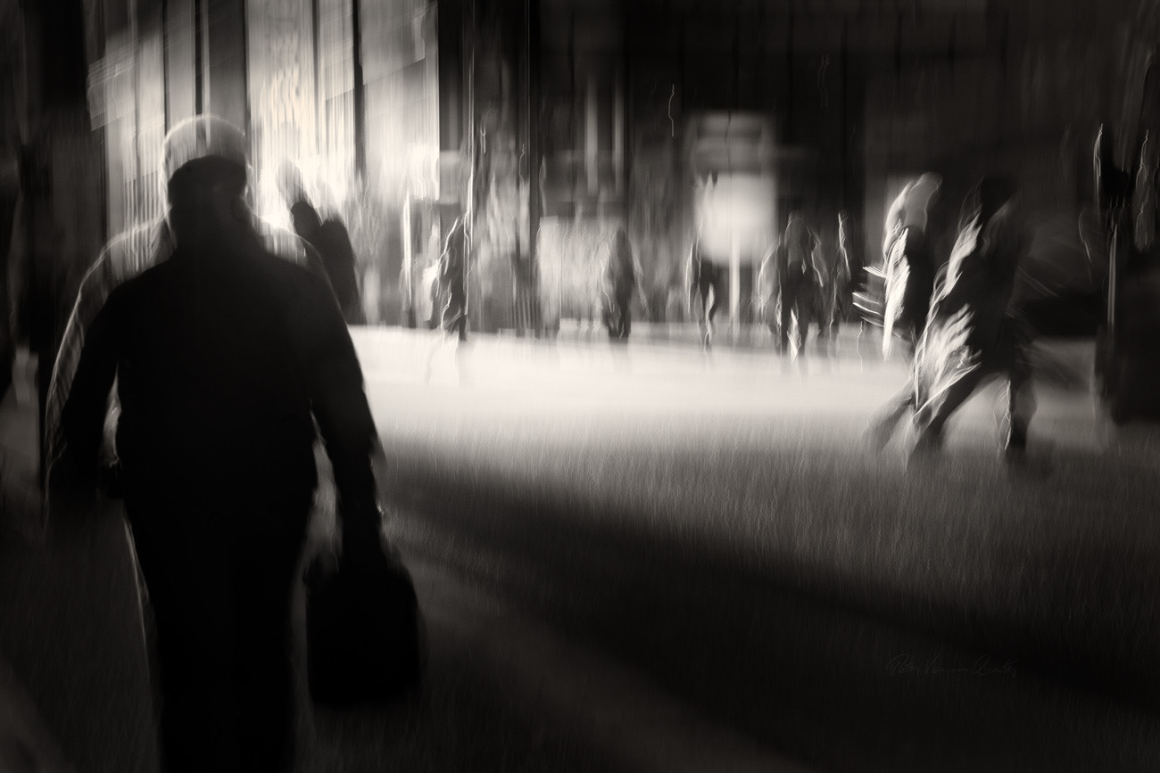 Granville street after Work silhouette PH2807b BW -1280
