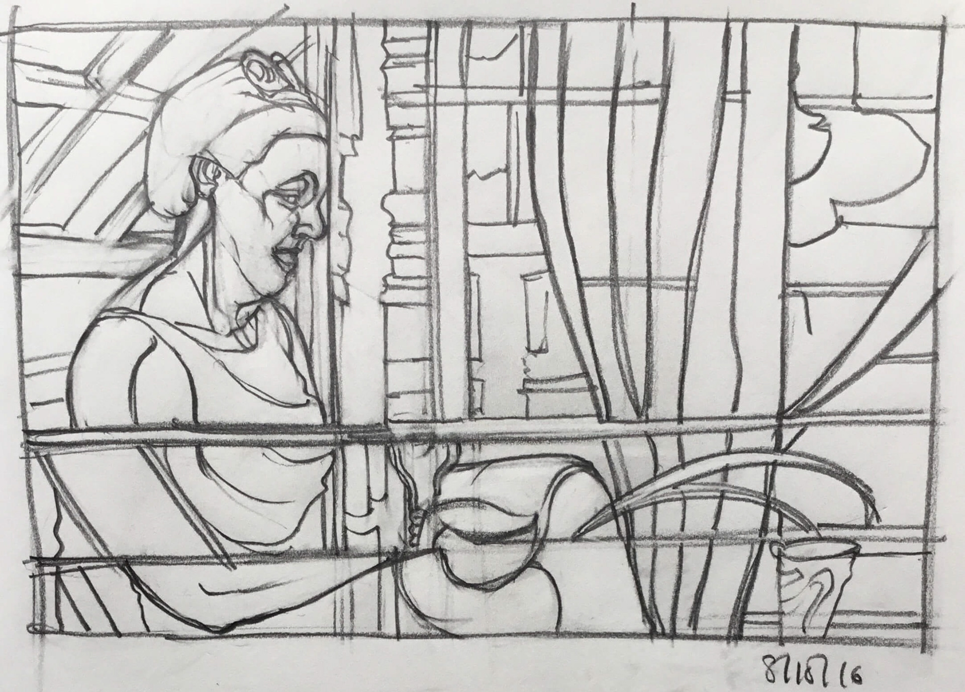 Portrait Line, pencil on paper